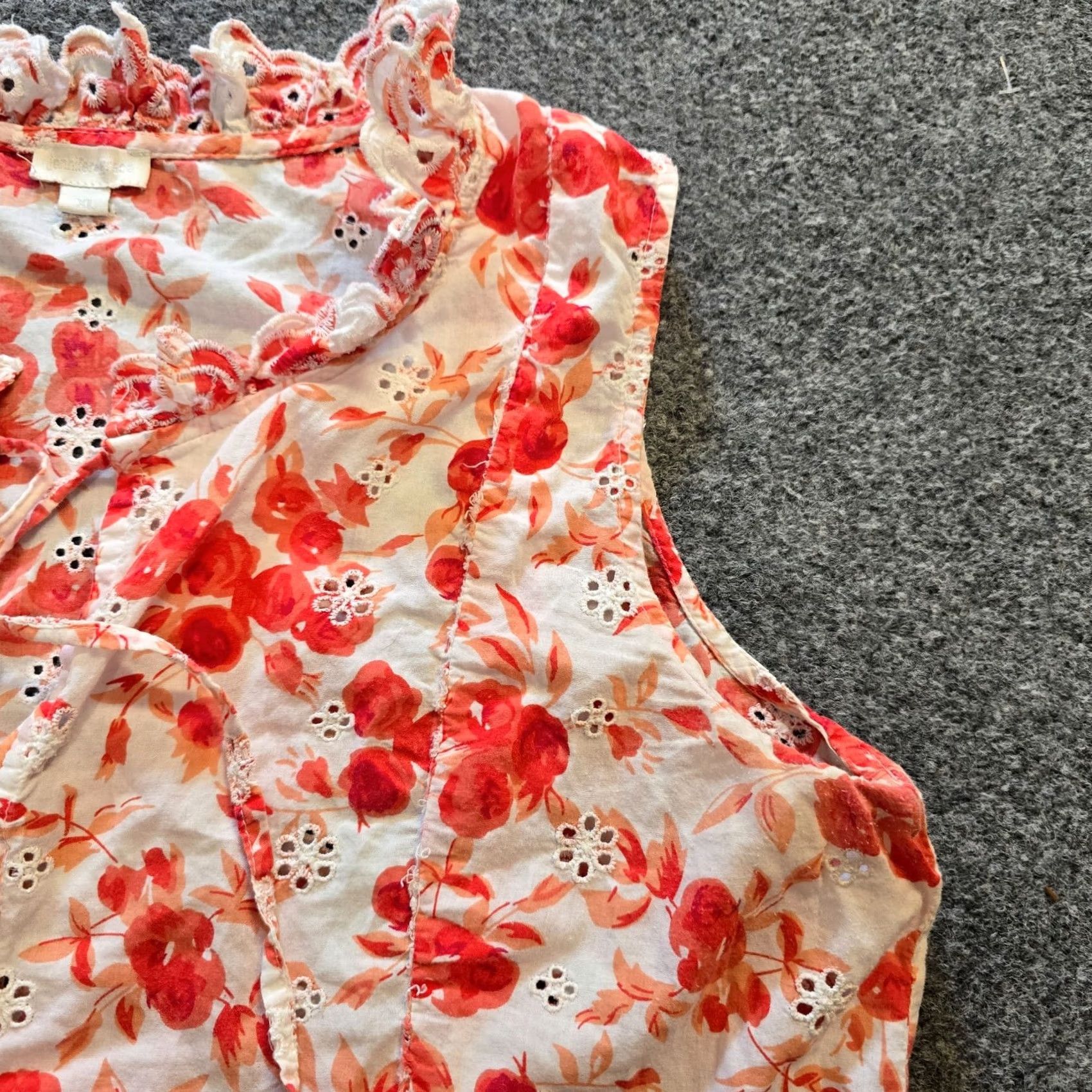 Vintage Jennifer Grace Top Womens XL Orange Floral Eyelet Lace Sleeveless Boho Casual Shirt Blouse Women Bohemian Peasant Summer Spring Regular Size XL / US 12-14 / IT 48-50 - 3 Thumbnail