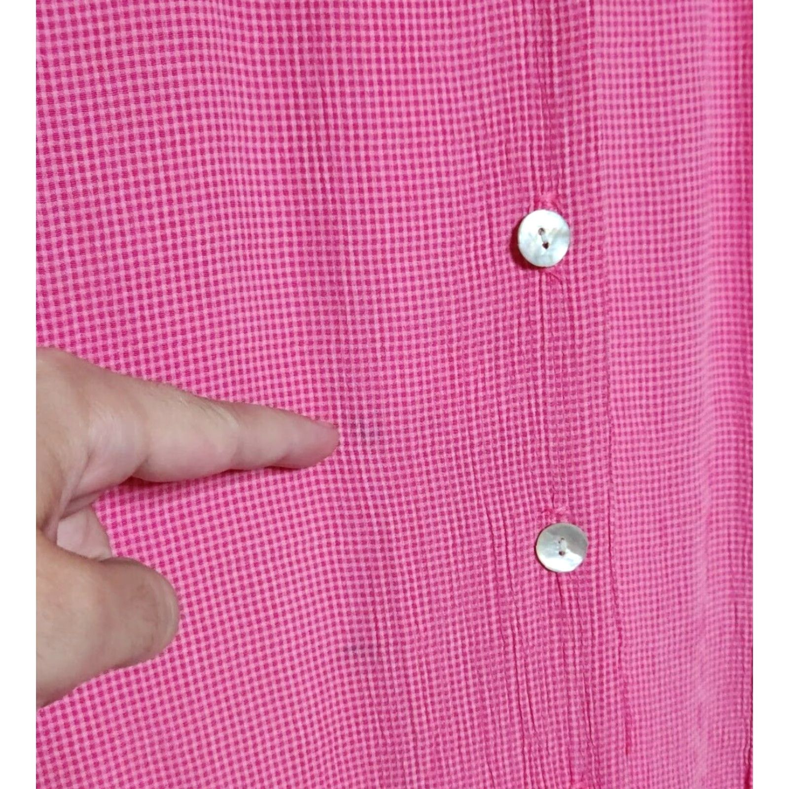 Talbots Talbots Womens Dress Button Front Maxi Gingham Short Sleeve Shoulder Pads Pink 8 Size 30" / US 8 / IT 44 - 6 Thumbnail