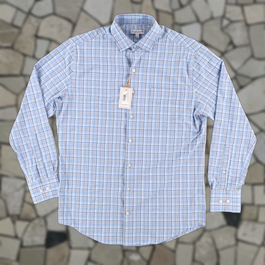 Peter Millar Peter Millar Shirt Vick Performance Poplin Plaid Button Up Blue Men's M Size US M / EU 48-50 / 2 - 1 Thumbnail