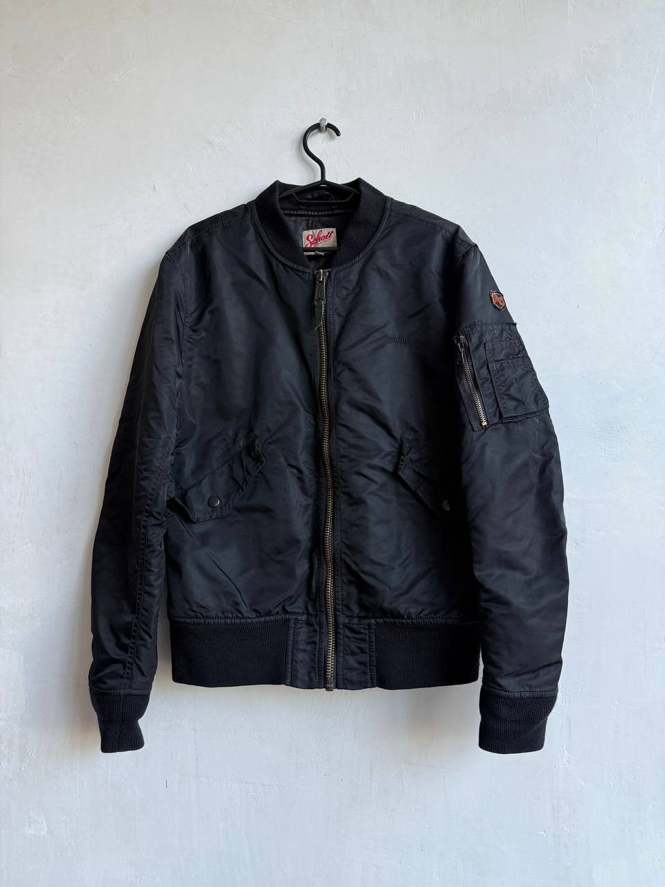 Schott Schott NYC American College Nylon Mens Black Bomber Jacket M Size US M / EU 48-50 / 2 - 1 Thumbnail