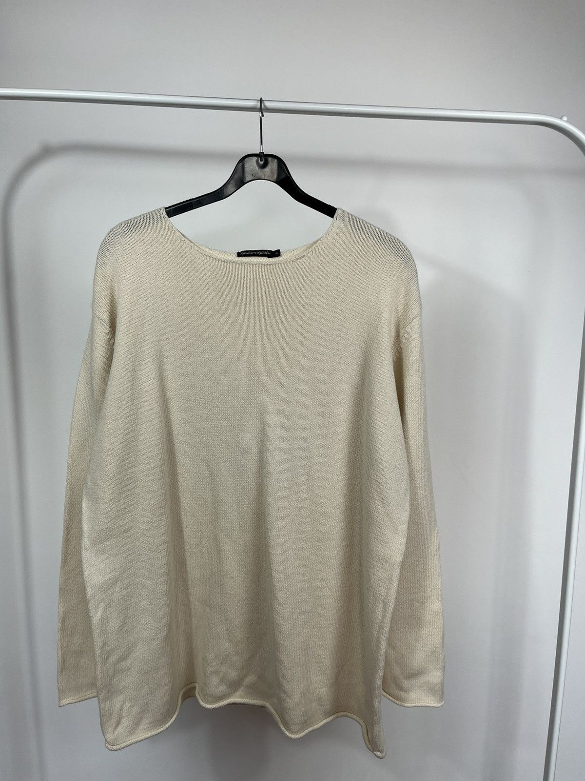 Gudrun Sjoden Gudrun Sjoden Cream Cotton Knit Sweater XL Minimal Nordic Size XL / US 12-14 / IT 48-50 - 2 Thumbnail