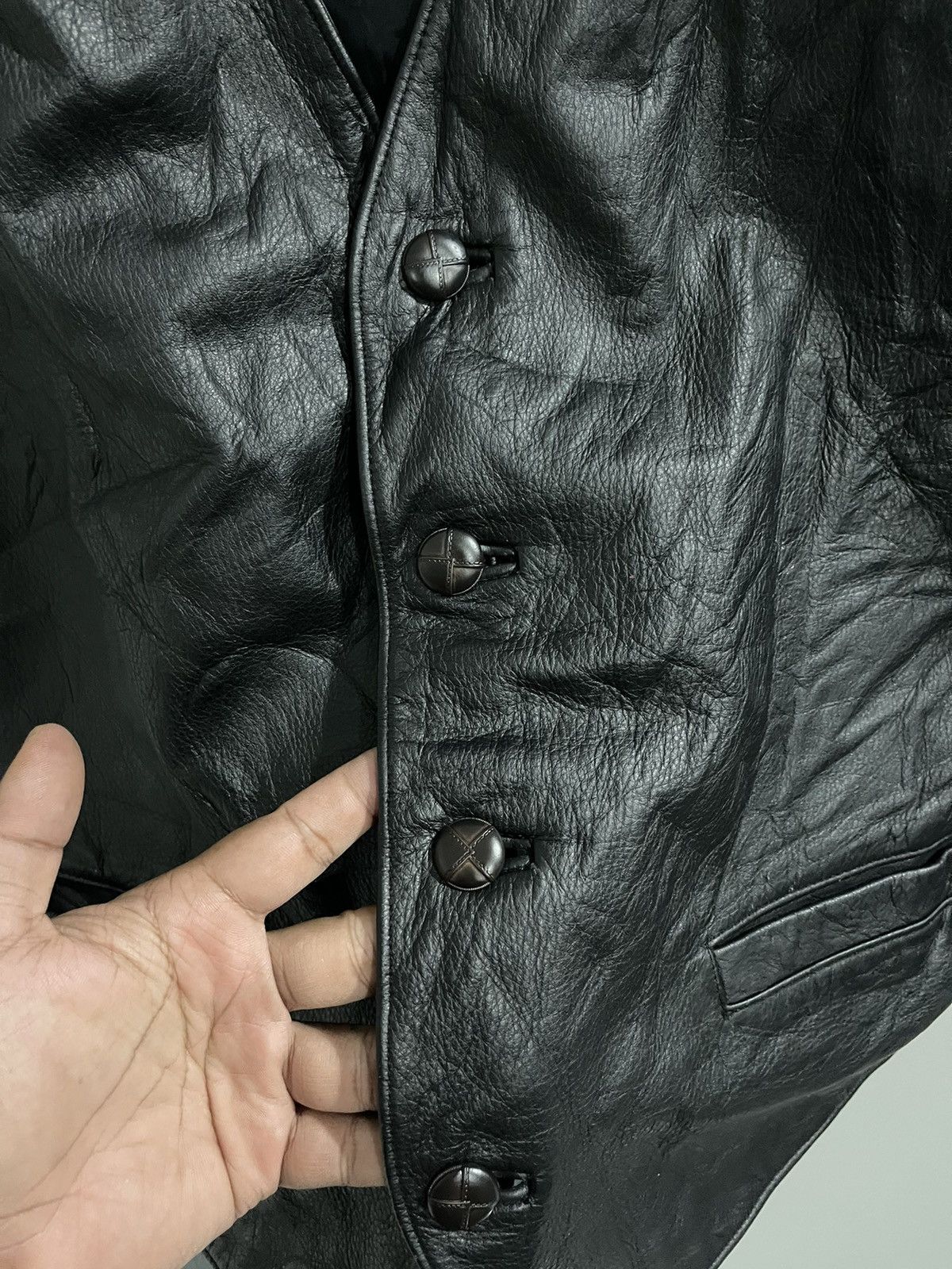 Leather × Vintage Vintage Seahop Pour Homme Cow Leather Vest Size US L / EU 52-54 / 3 - 6 Thumbnail