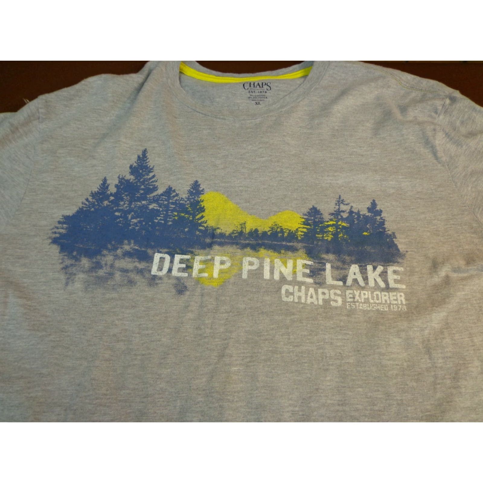 Chaps Chaps Explorer Deep Pine Lake T Shirt Gray XL S5 Mens Graphic Tee Shirt Size US XL / EU 56 / 4 - 2 Thumbnail