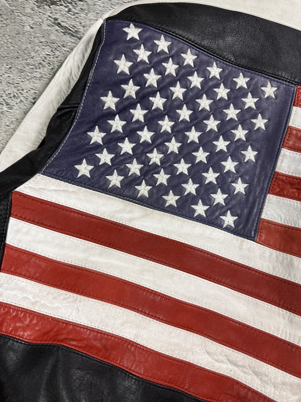 Other Vintage USA leather jacket flag black red white Max Moser Size US M / EU 48-50 / 2 - 3 Thumbnail