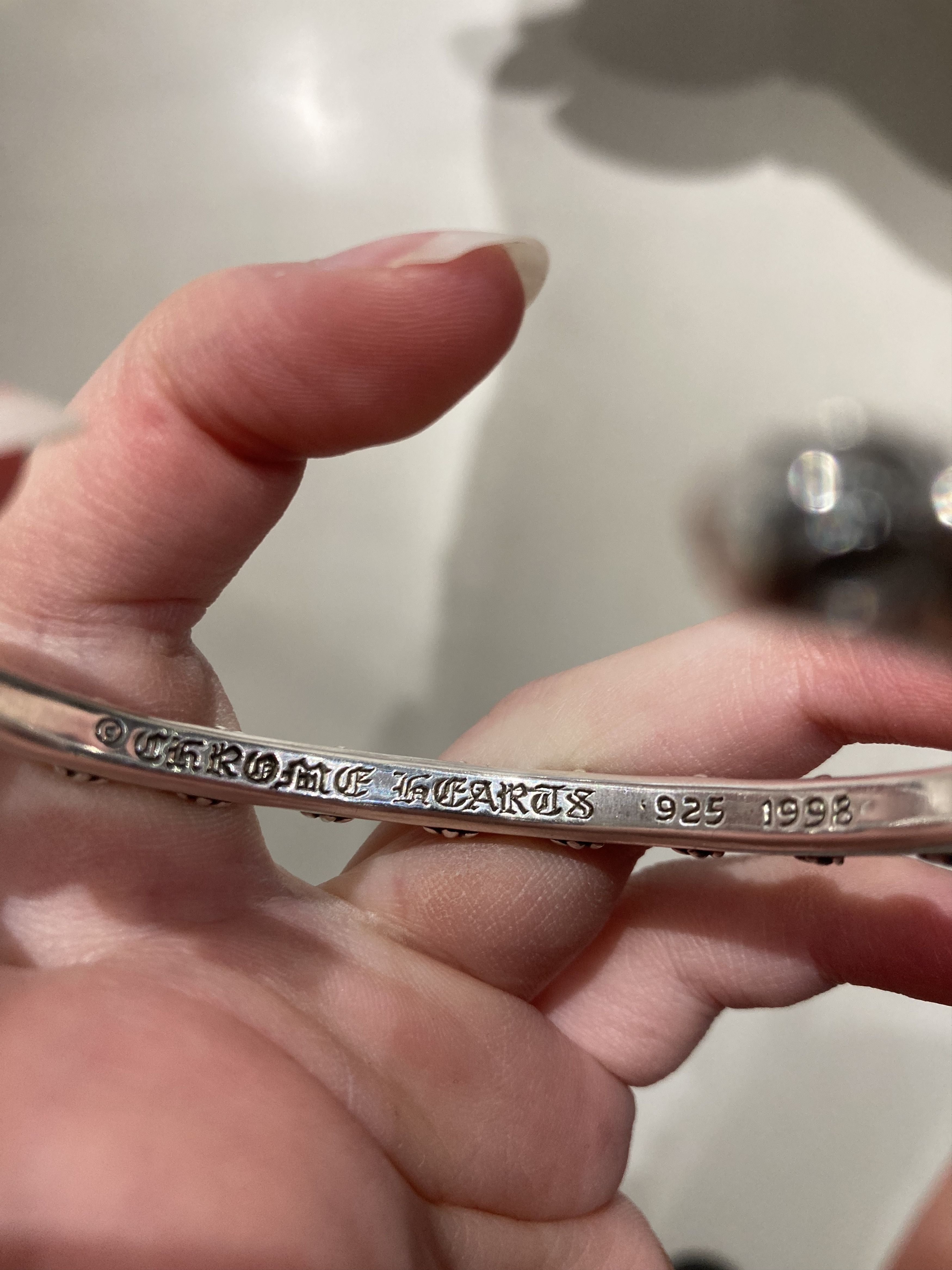 Chrome Hearts Chrome Hearts Silver Diamonds SBT Cross Bangle Bracelet Size ONE SIZE - 5 Thumbnail