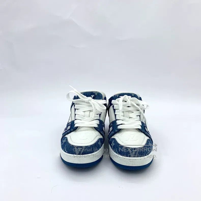 Louis Vuitton Louis Vuitton Trainer blue and white color-block logo pres Size US 6 / IT 36 - 3 Thumbnail