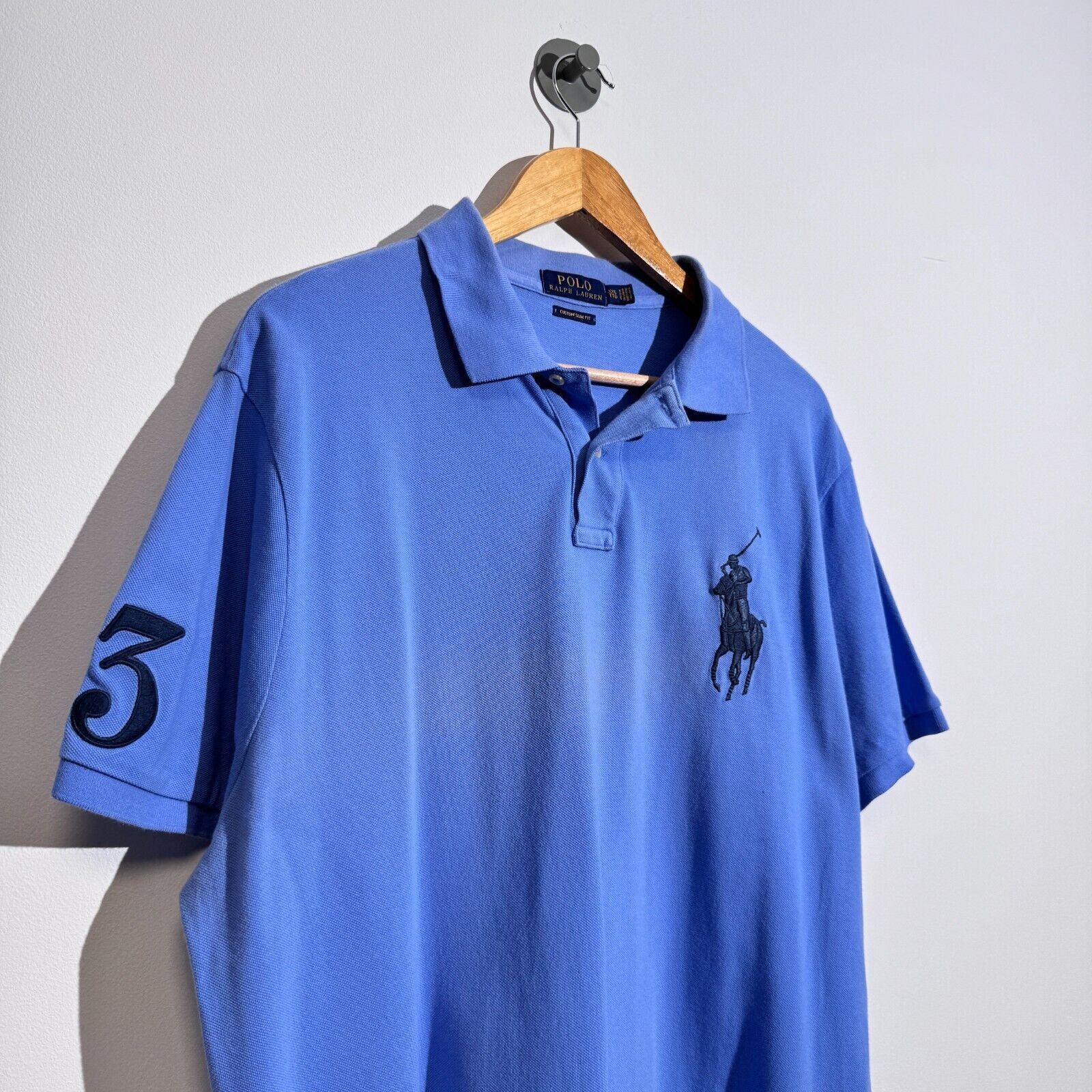 Ralph Lauren × Vintage Vintage Ralph Lauren Unisex Blue Cotton Polo Shirt Size XXL Size US XXL / EU 58 / 5 - 2 Thumbnail