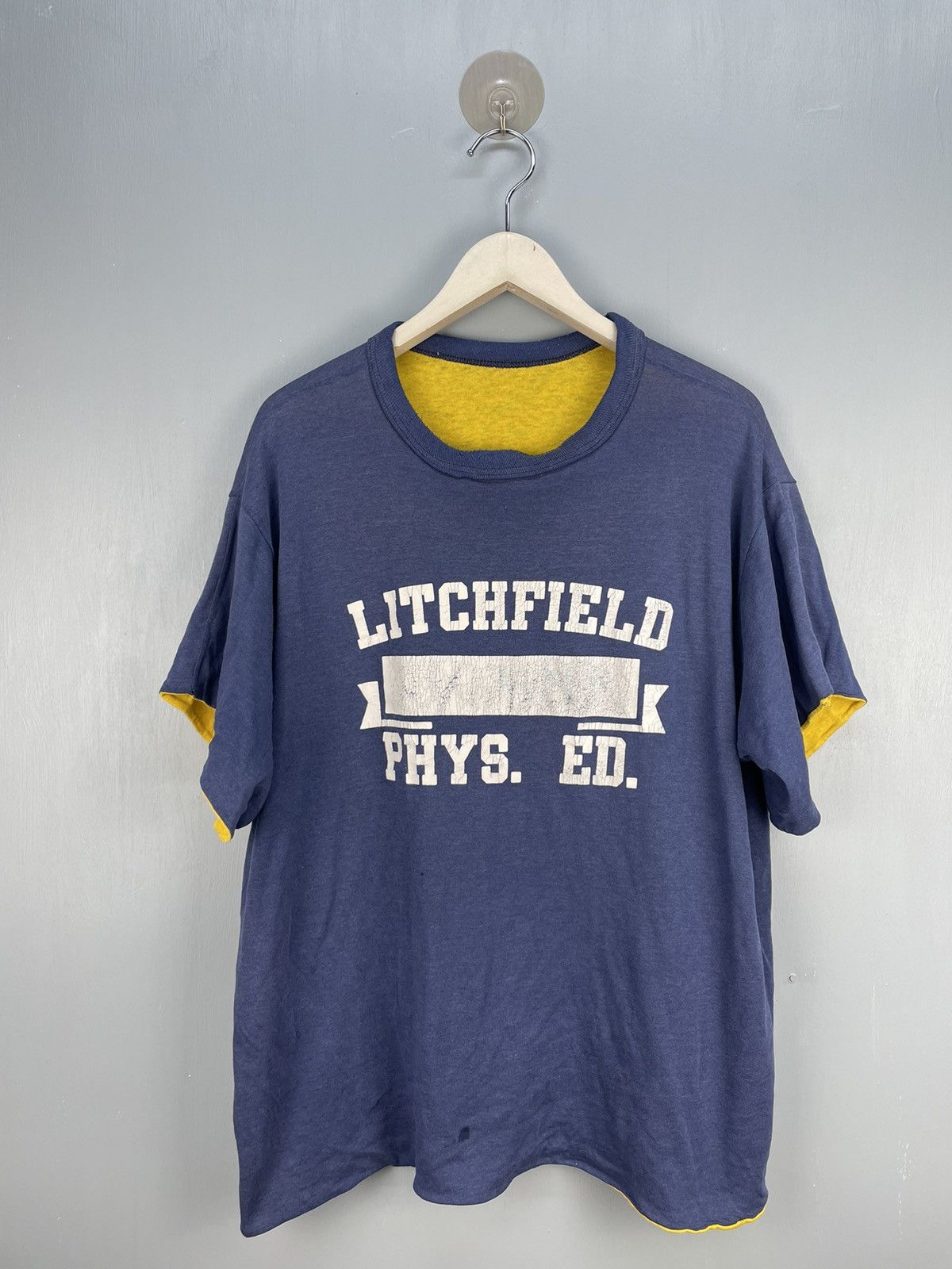 image of Vintage 80's Litchfield Reversible T Shirt in Blue, Men's (Size XL)