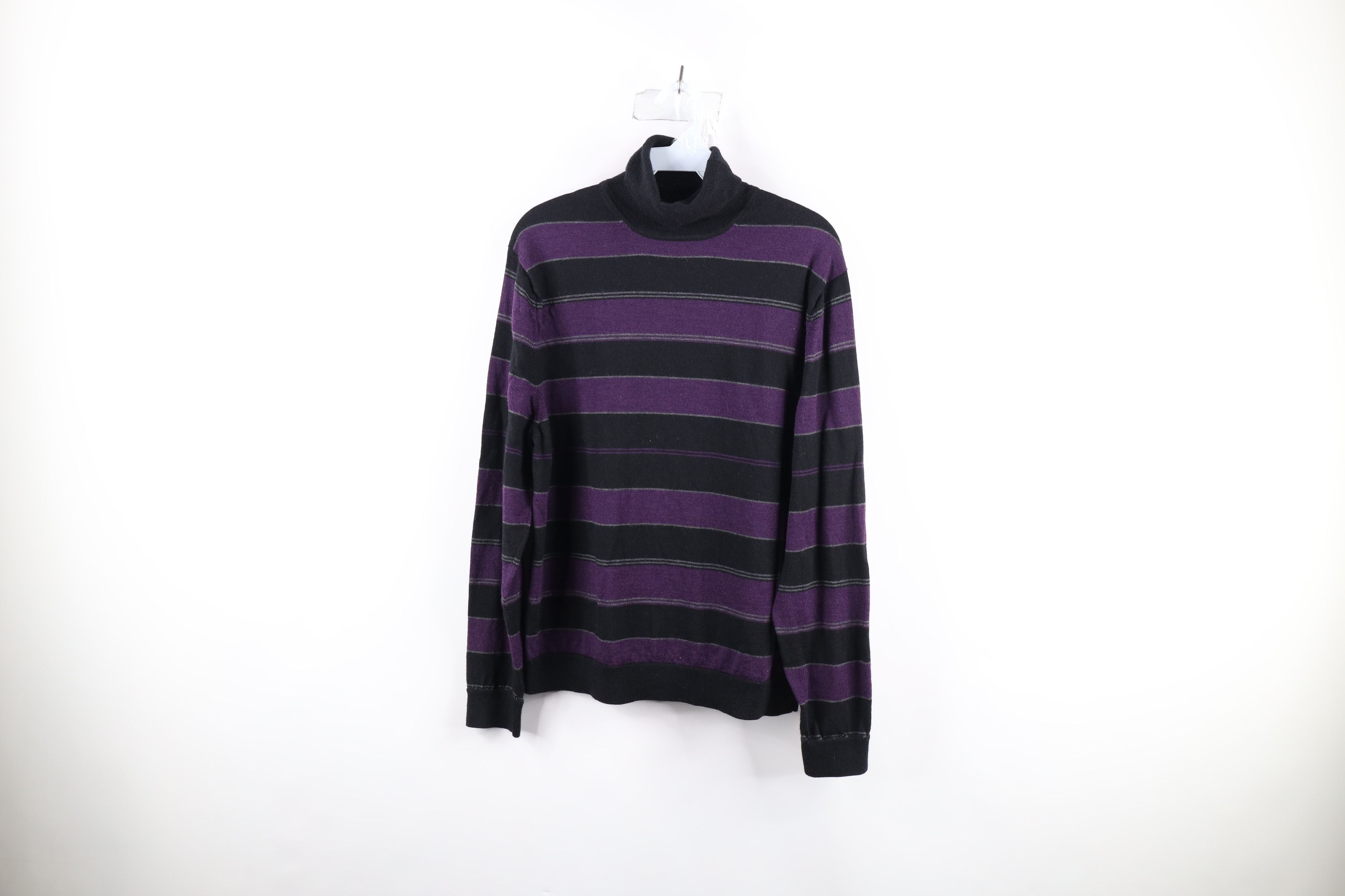 Vintage Vintage 90s Streetwear Block Wool Knit Turtleneck Sweater Size L / US 10 / IT 46 - 1 Thumbnail