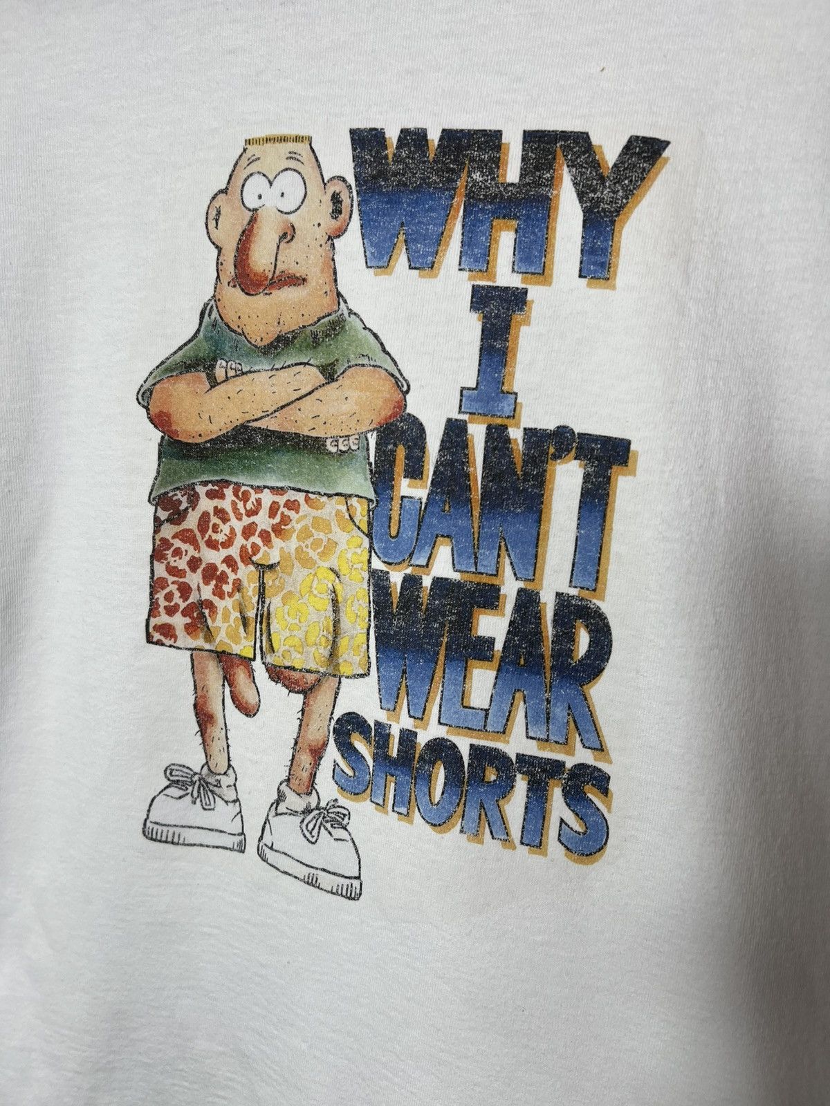Vintage Y2K 00's Vintage Why I Can't Wear Shorts Funny T Shirt Size US L / EU 52-54 / 3 - 4 Thumbnail