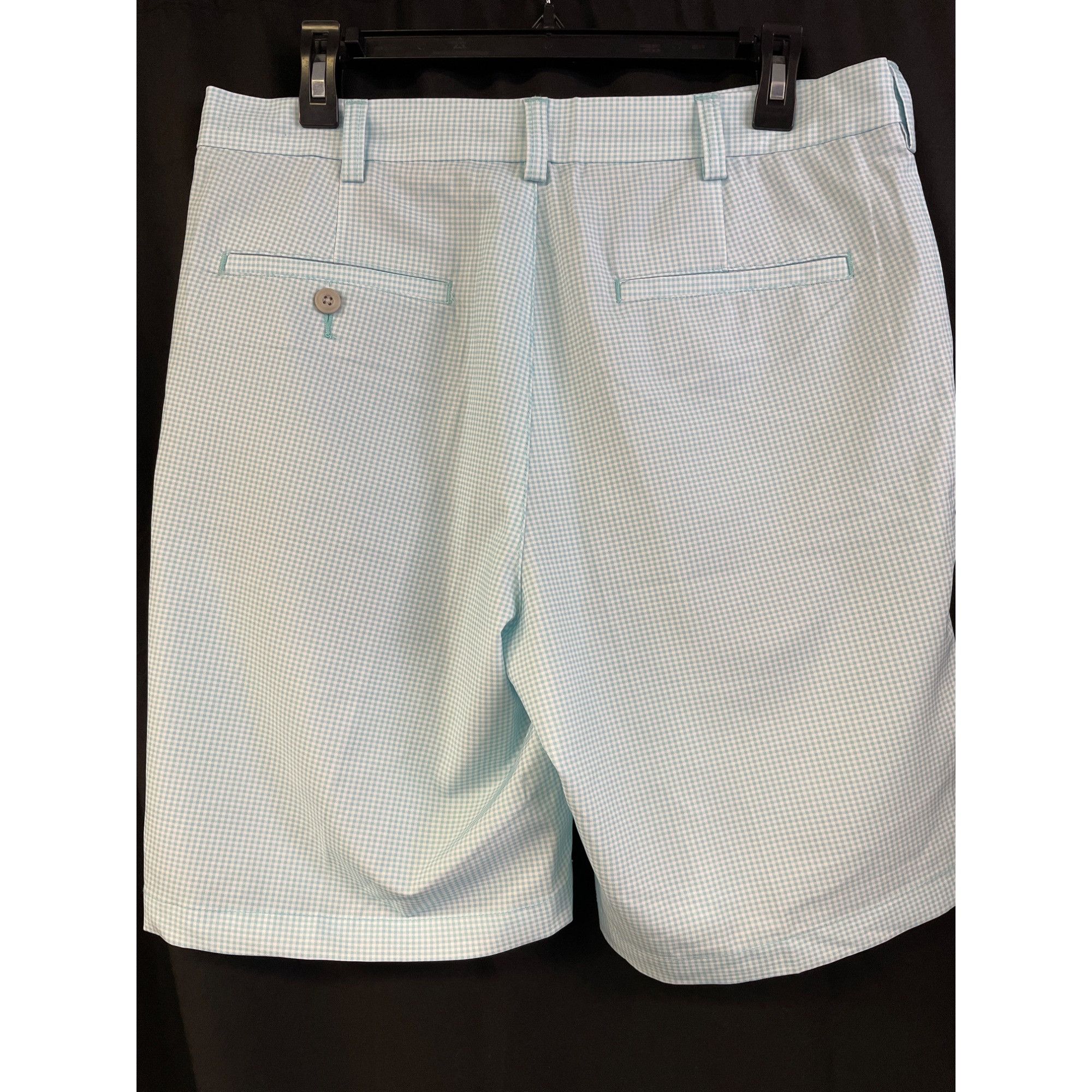 PGA Tour PGA Men Golf Aqua Blue/White Check Flat Front ShortSKU3621 Size US 34 / EU 50 - 4 Thumbnail