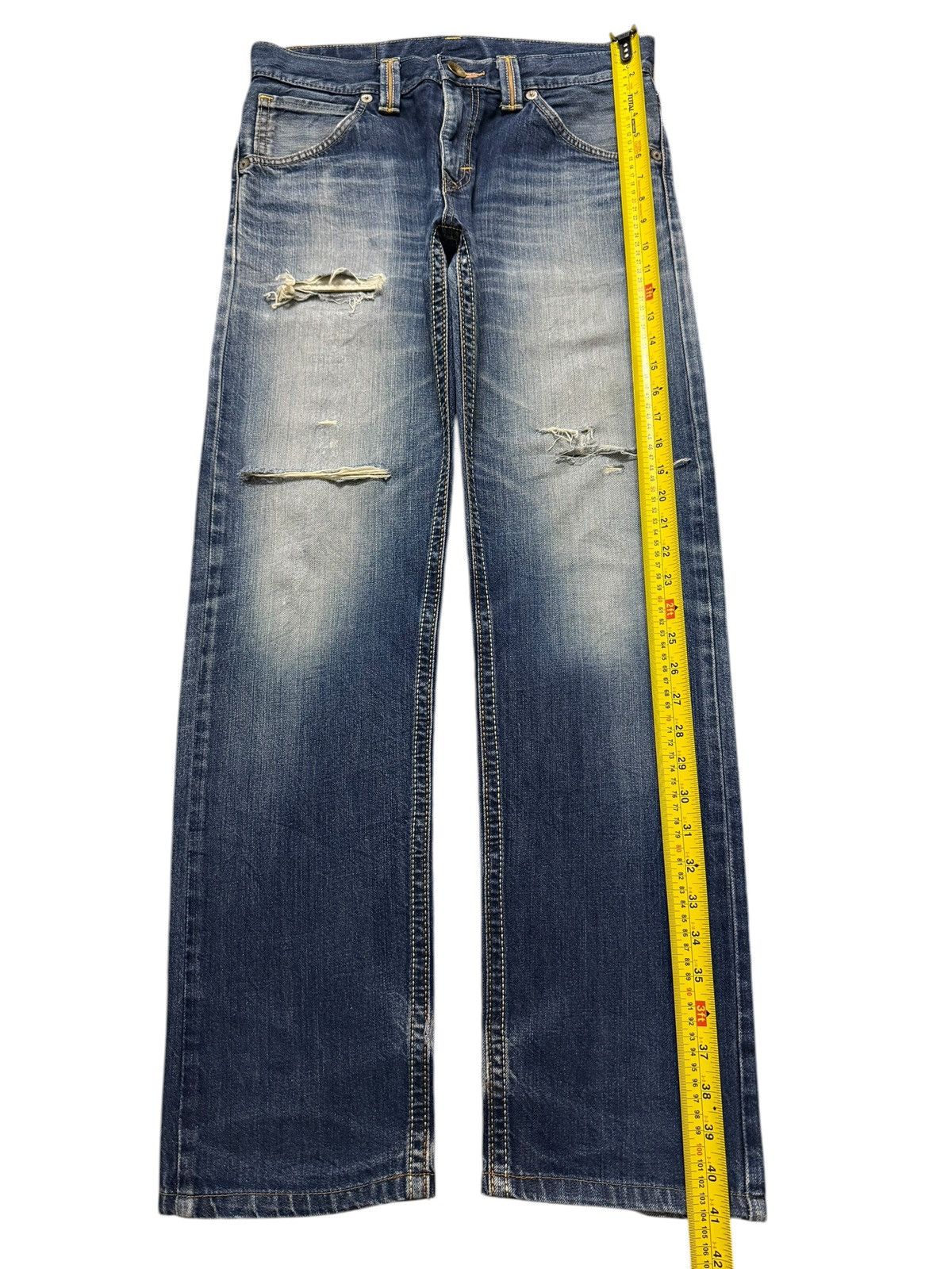 Edwin Vintage 90s Edwin XV Blue Faded Wash Distressed Straight Leg Size US 32 / EU 48 - 10 Thumbnail