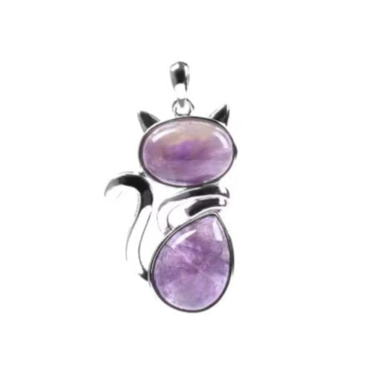 Other Natural Amethyst Cat Pendant - Large Gemstone Cat Charm Size ONE SIZE - 1 Thumbnail