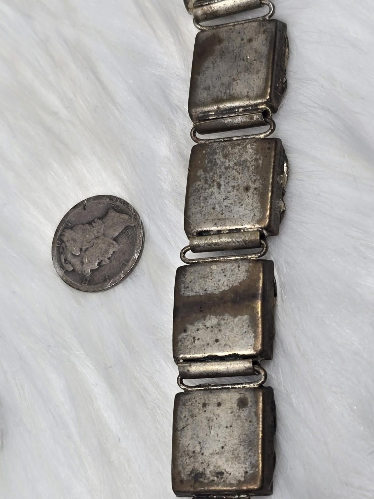Other Vintage Italian Micro Mosaic Floral Panel Link Bracelet 7.5" Size ONE SIZE - 7 Thumbnail