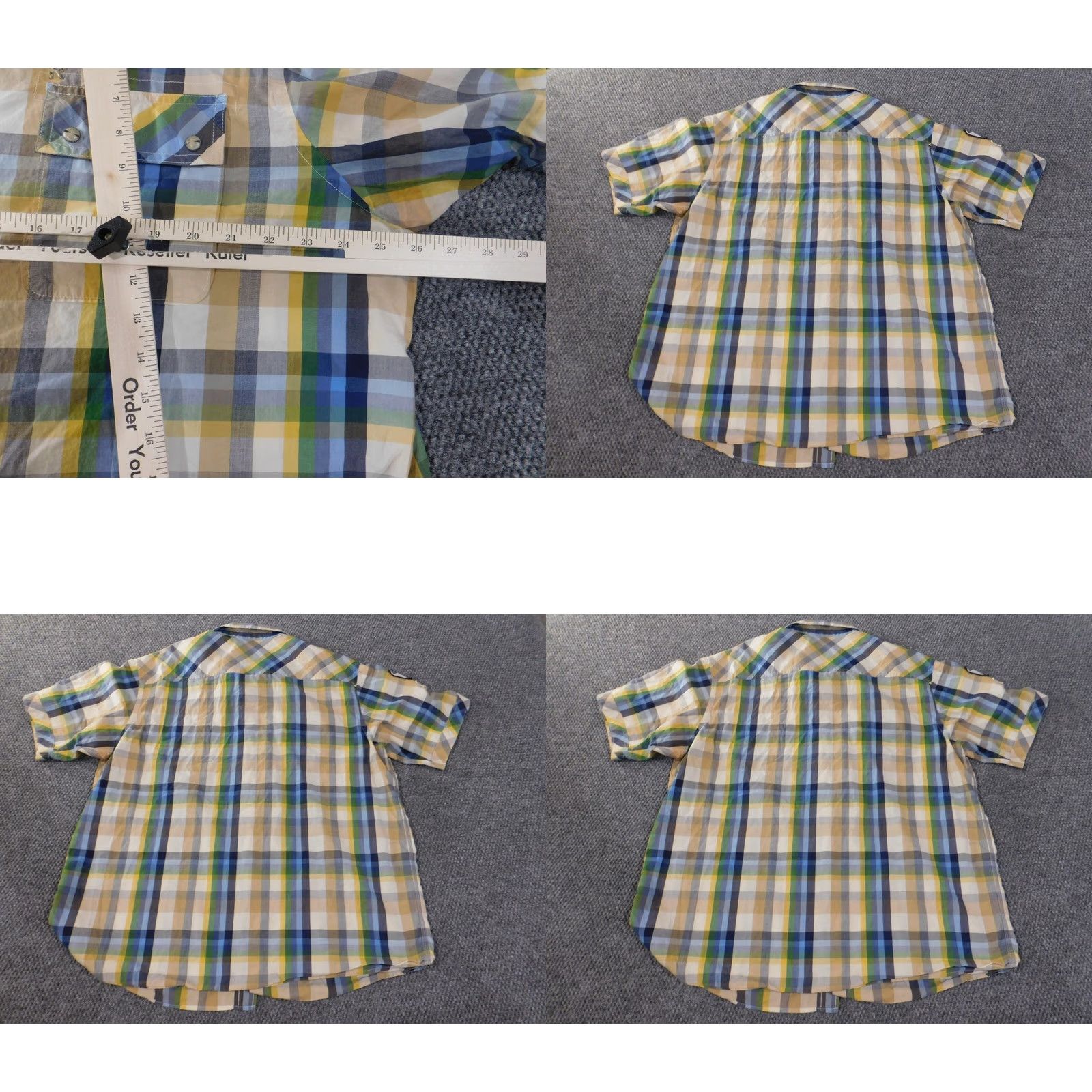 Rocawear Rocawear Shirt 3XL Mens Yellow Plaid Embroidered Button-Up Short Sleeve Retro Vintage Shirt Size US XXL / EU 58 / 5 - 8 Thumbnail