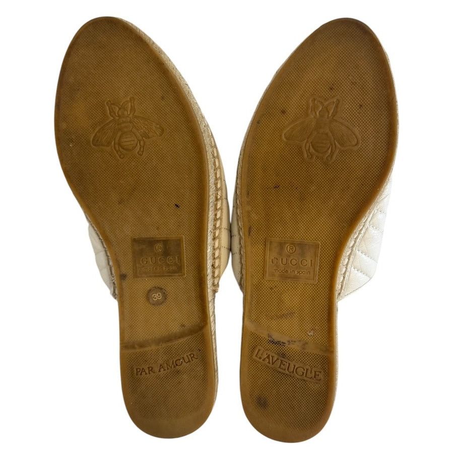 Gucci Gucci GG Marmont Matelassé White Leather Espadrille Mules 39 Size US 9 / IT 39 - 15 Thumbnail
