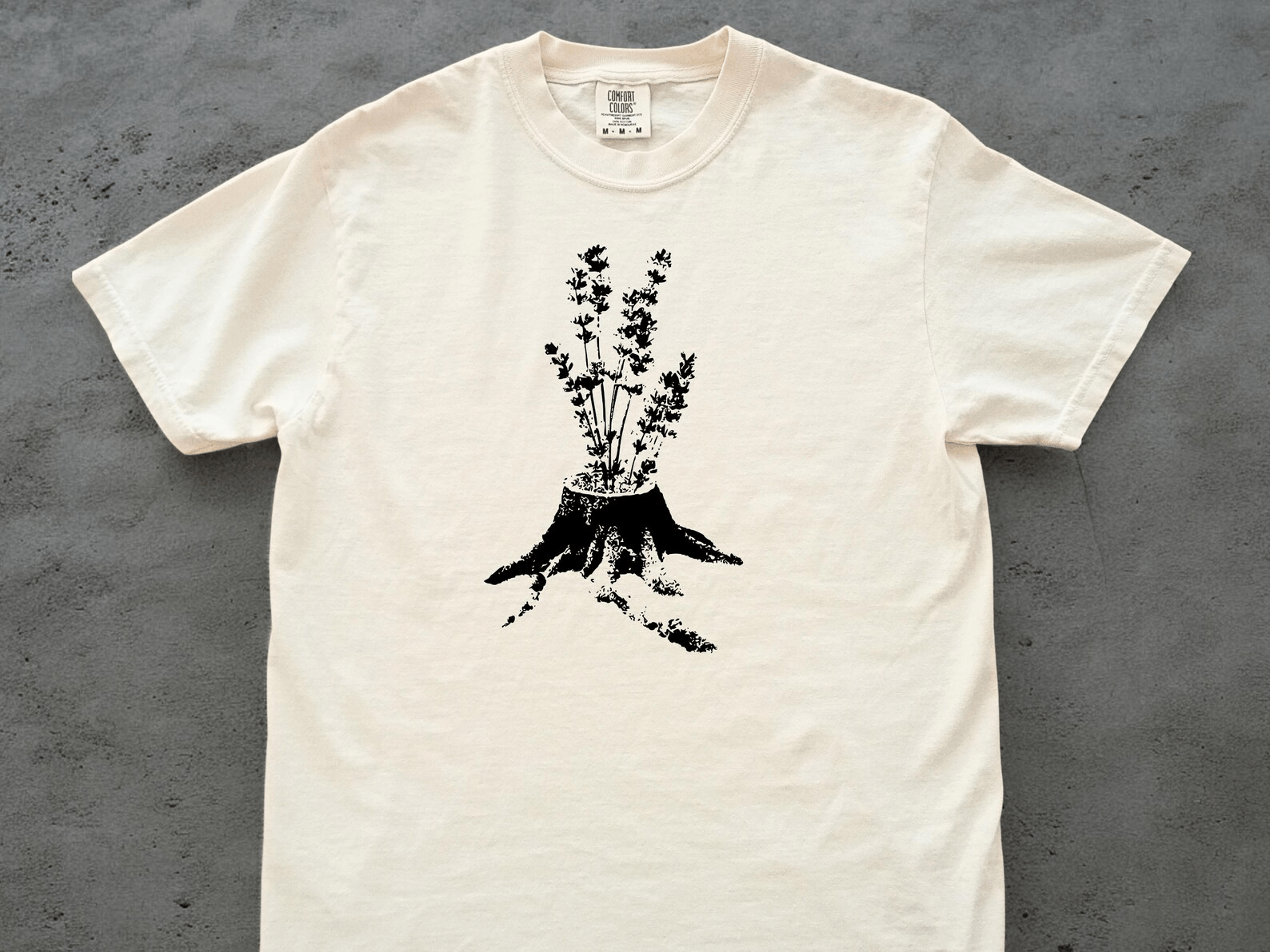 Other Regrowing Tree Stump Wildflower T-Shirt – Graphic Tee Size L / US 10 / IT 46 - 1 Thumbnail