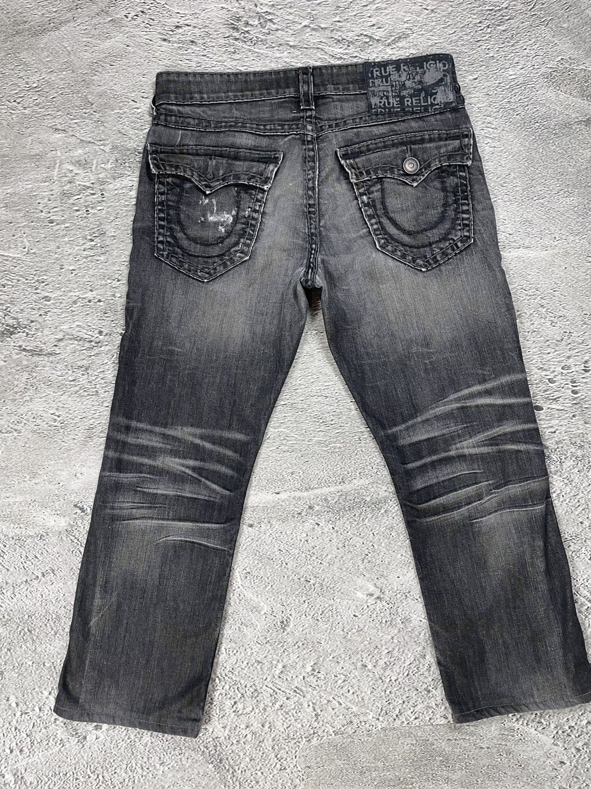 True Religion True Religion black dark grey jeans thick stitching Ricky Size US 34 / EU 50 - 1 Thumbnail