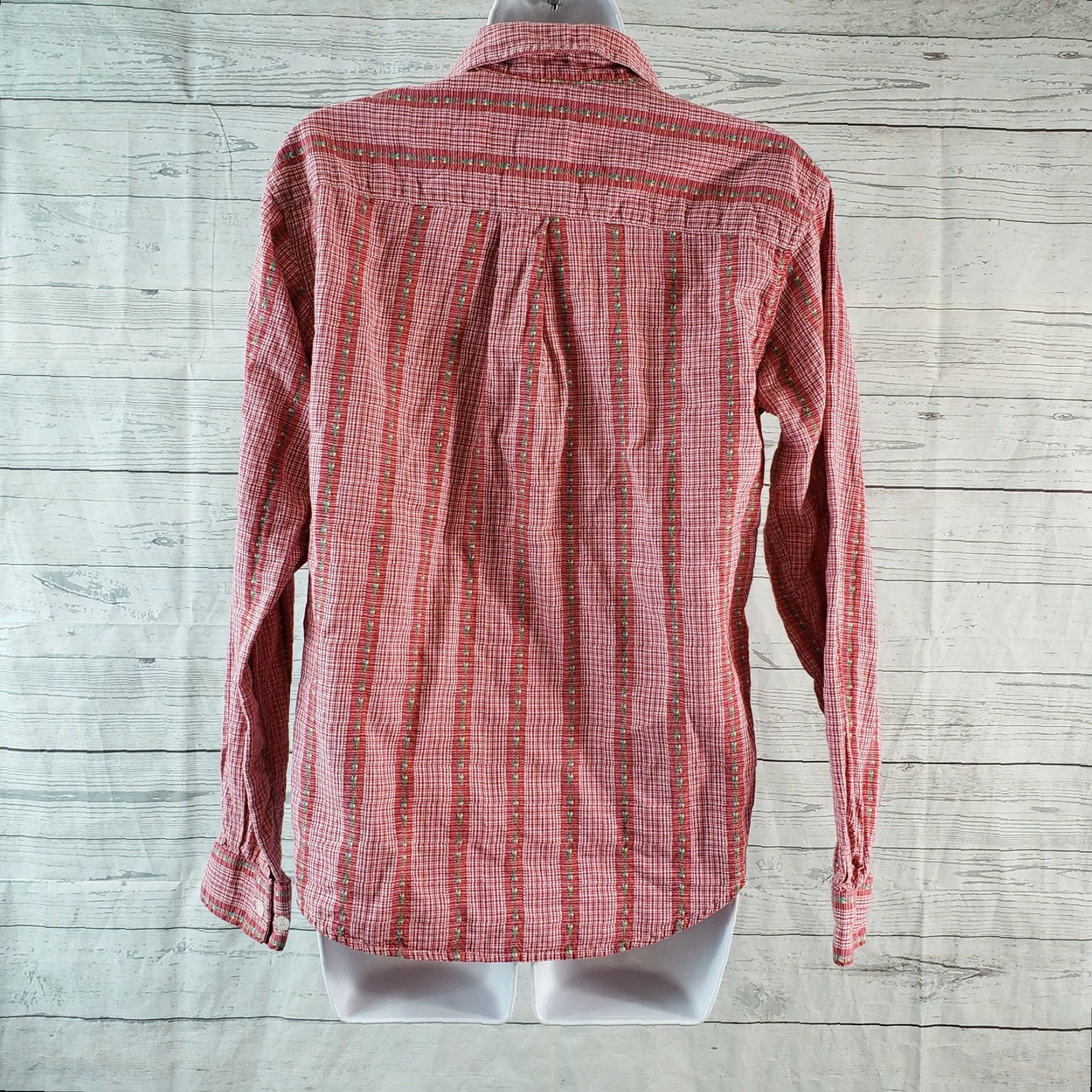 Vintage Cruel Girl Womens Button-Up Shirt M Red Embroidered Long Sleeve Shirt, Button Front, 100% Cotton, Casual, Regular, Womens Size M / US 6-8 / IT 42-44 - 4 Thumbnail