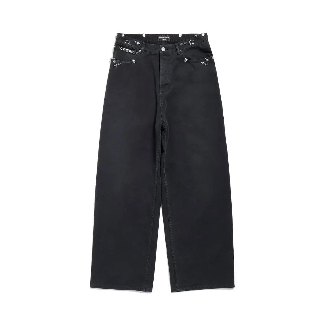 Balenciaga o1la1rc1a0625 Unisex Pierced Baggy Pant in Black Size US 32 / EU 48 - 1 Thumbnail