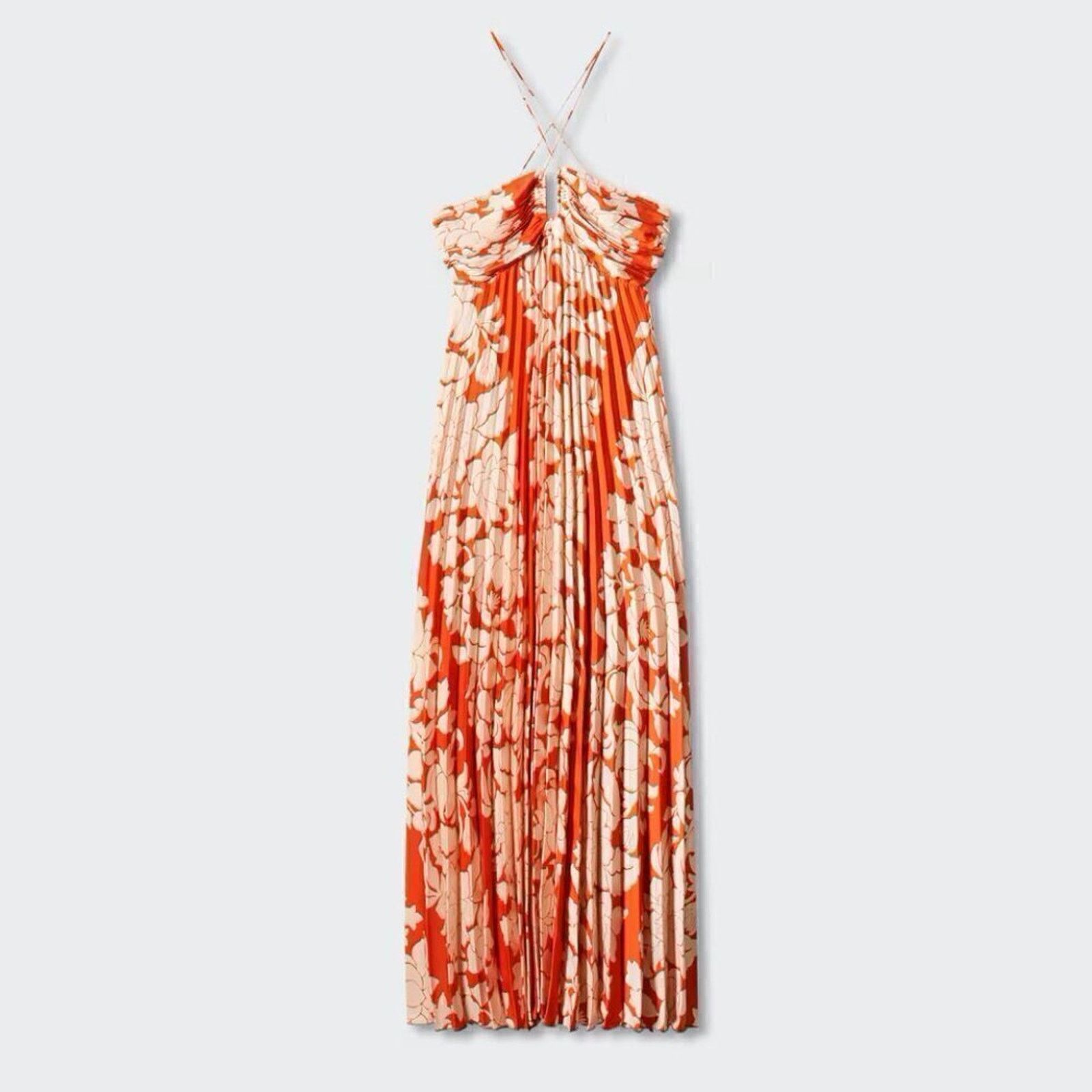 Mango MANGO Floral Halter Maxi Dress Destination Wedding Resort Size L / US 10 / IT 46 - 22 Thumbnail
