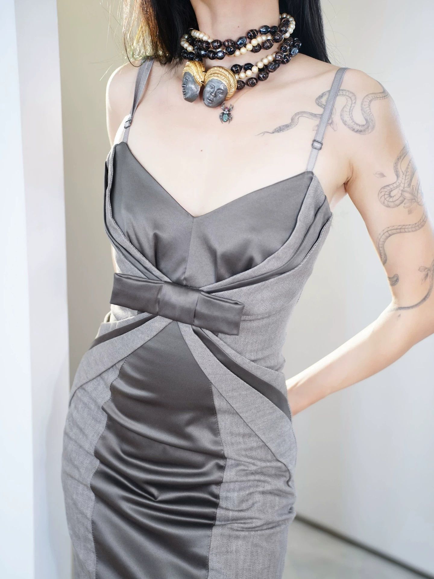 Vintage Vintage Italian Cotton Blend Warm Gray Cami Dress S Size S / US 4 / IT 40 - 3 Thumbnail
