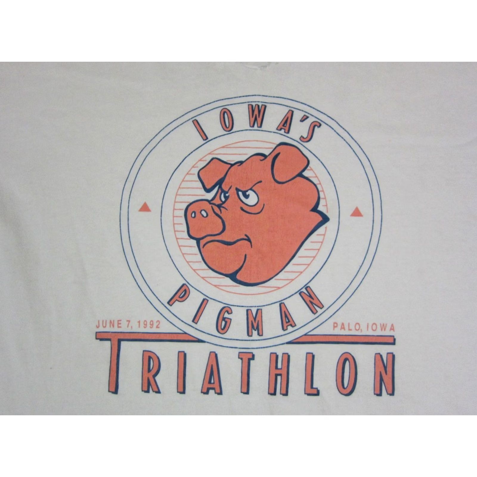 Fruit Of The Loom Vintage Fruit of the Loom Iowas Pigman T-Shirt XL Mens White 90s Audit: 1990s Summer Short Sleeve Crew Neck Logo 1994 USA Size US XL / EU 56 / 4 - 2 Thumbnail