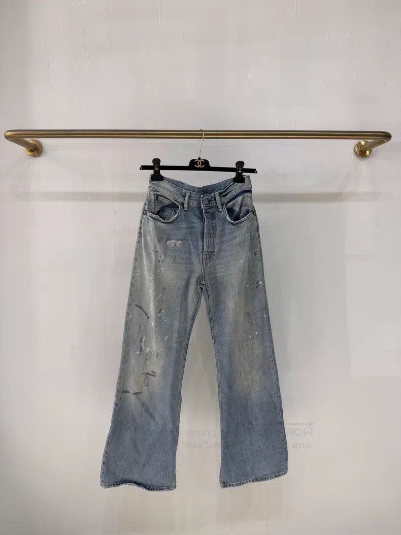 Acne Studios Acne Studios 2021F Washed Distressed Ink Denim Pants Size 23" - 1 Thumbnail