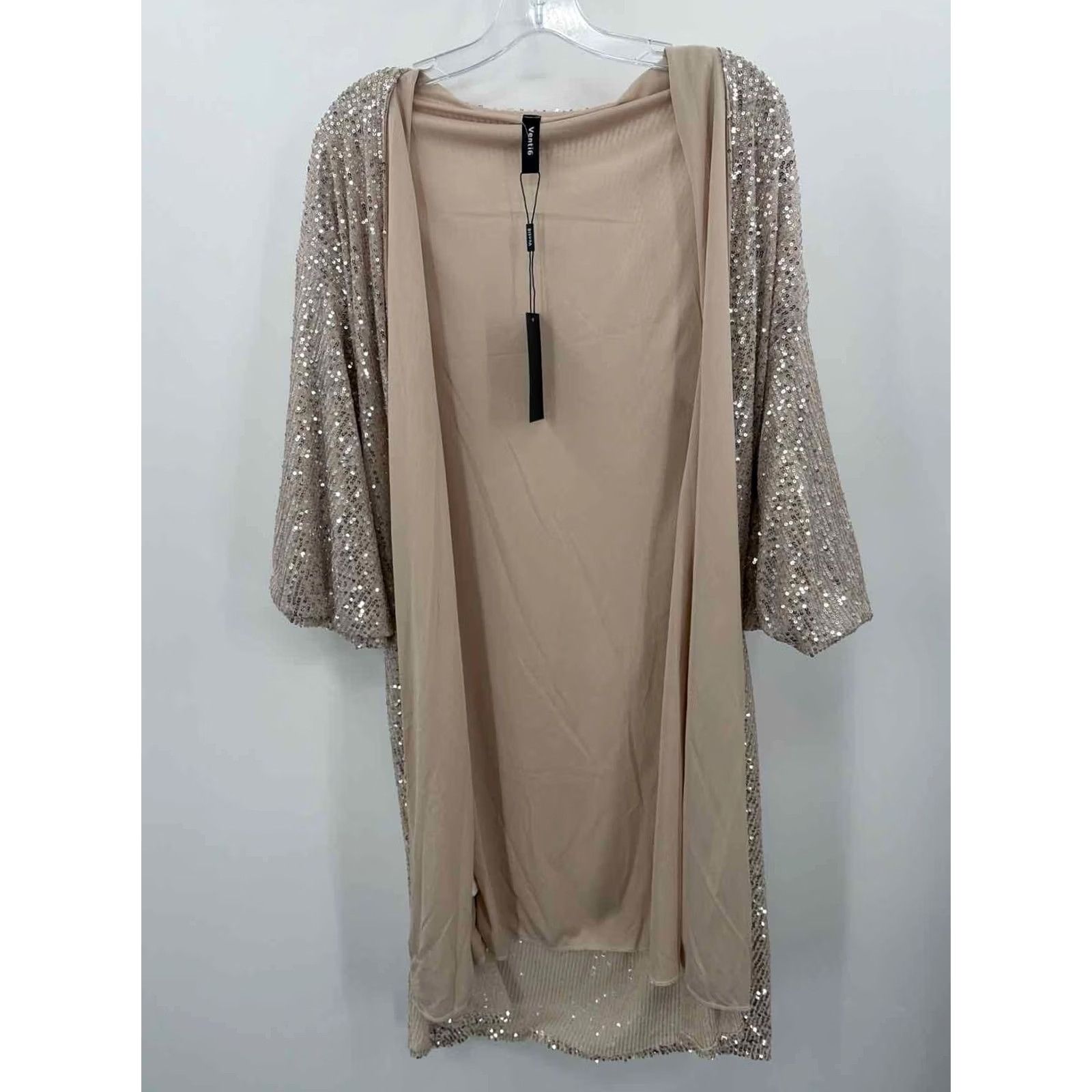 Vintage Venti6 Silver Cardigan Open Jacket Sequin Small Size S / US 4 / IT 40 - 2 Thumbnail