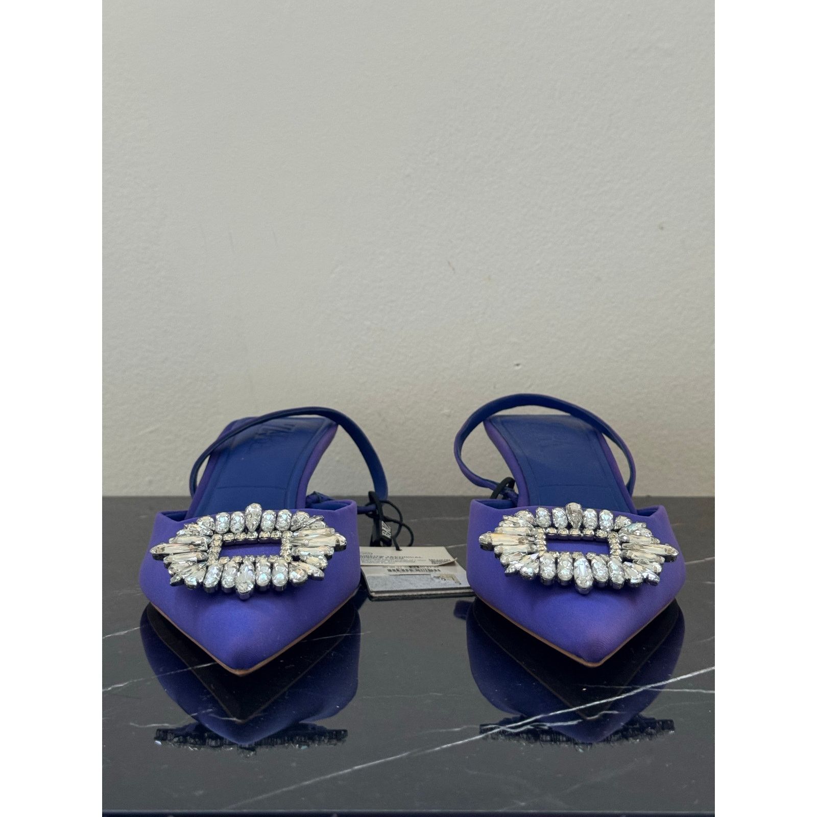 Zara ZARA Royal Blue Pointed Toe Slingback Kitten Heels Size US 9 / IT 39 - 2 Thumbnail