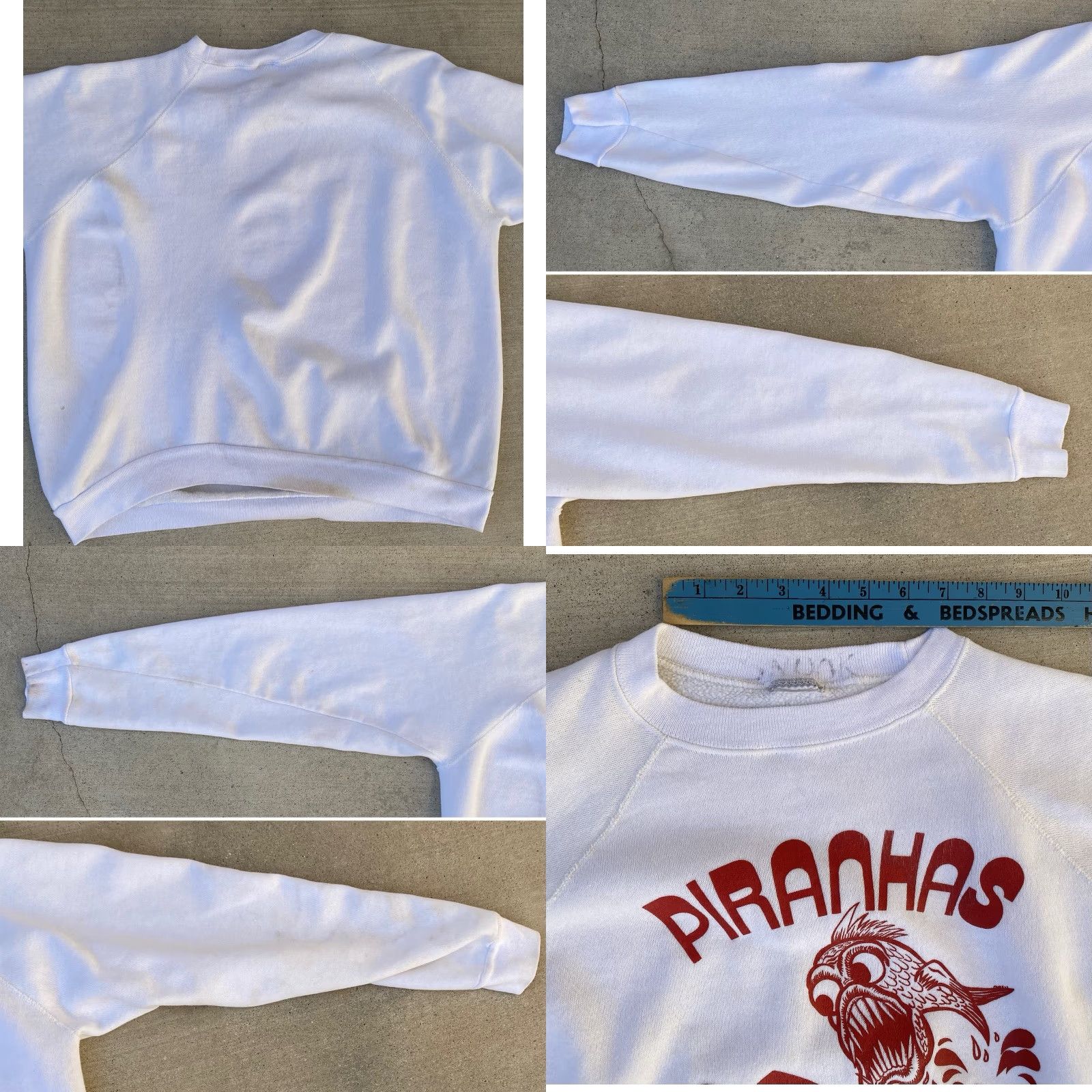 Vintage VINTAGE Piranhas Raglan Sweatshirt White XL Size US XL / EU 56 / 4 - 10 Thumbnail