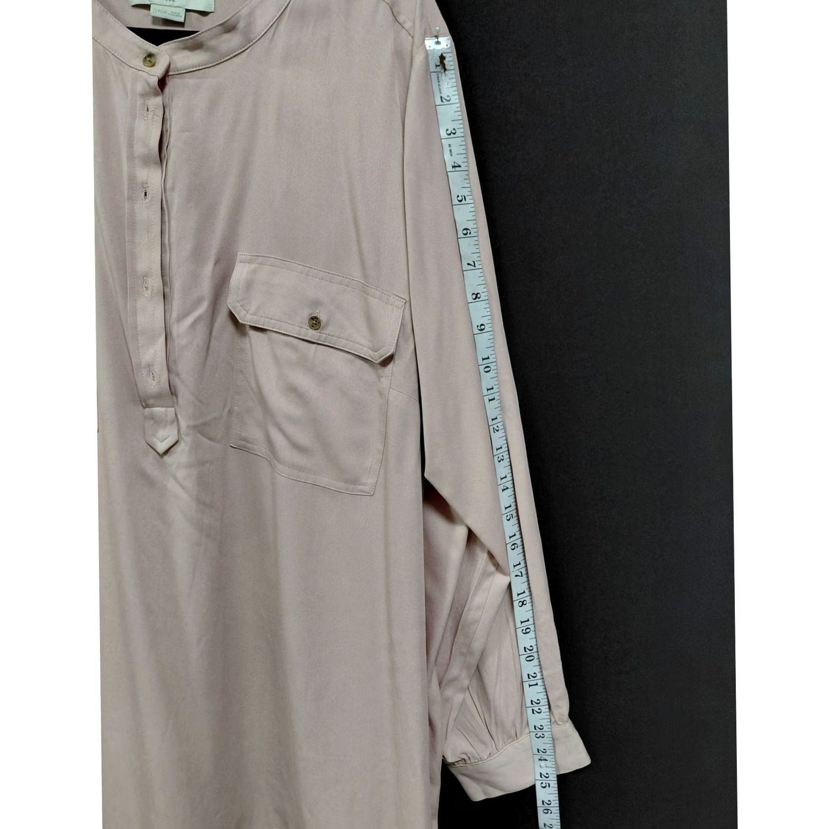 Loft LOFT Plus Button-Front Blouse Beige Long Sleeve Women Size 22 Plus Size 3XL / US 20-22 - 6 Thumbnail