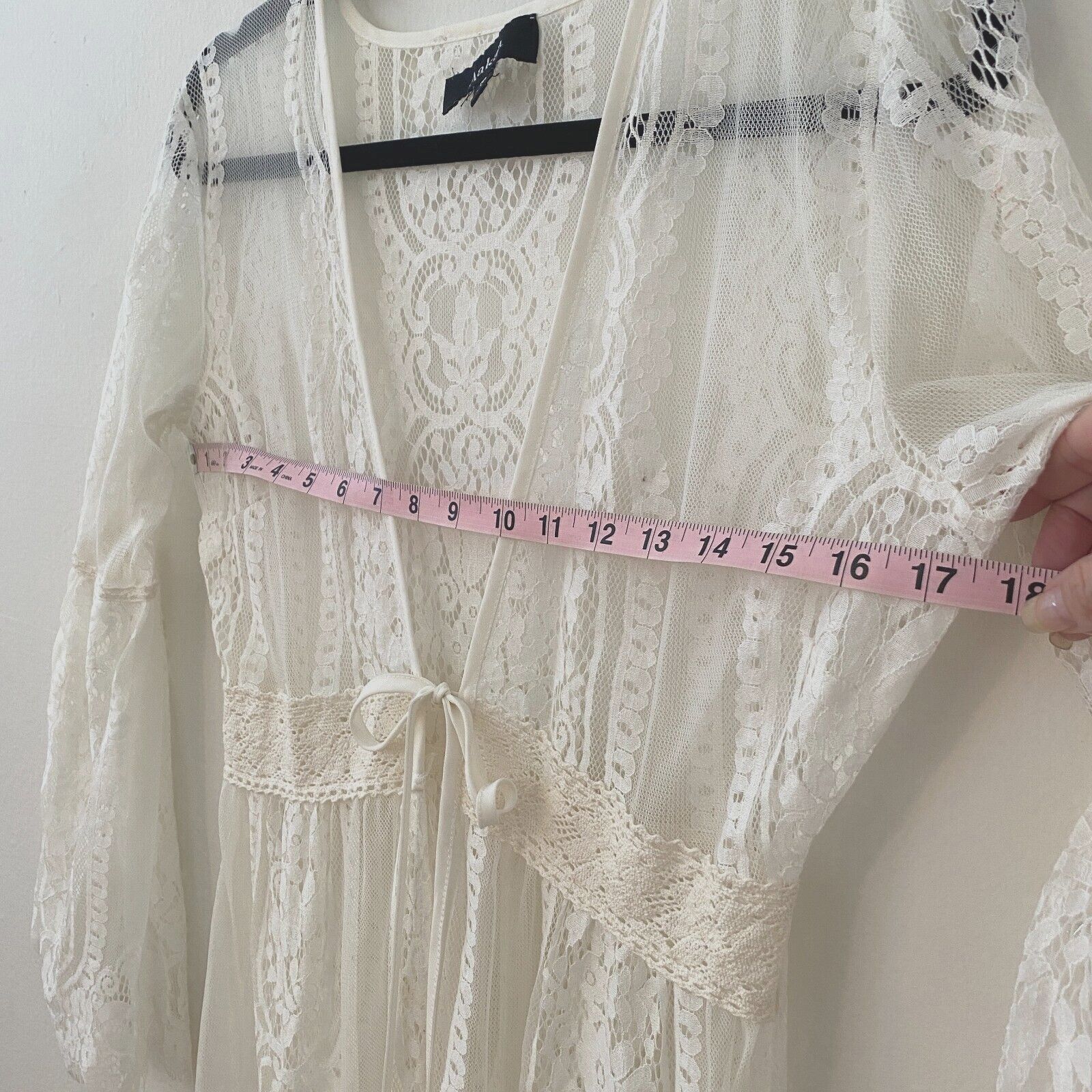 Other White Oval Shape Lace Maxi Kimono Flutter Sleeve Cover Up M Size M / US 6-8 / IT 42-44 - 7 Thumbnail