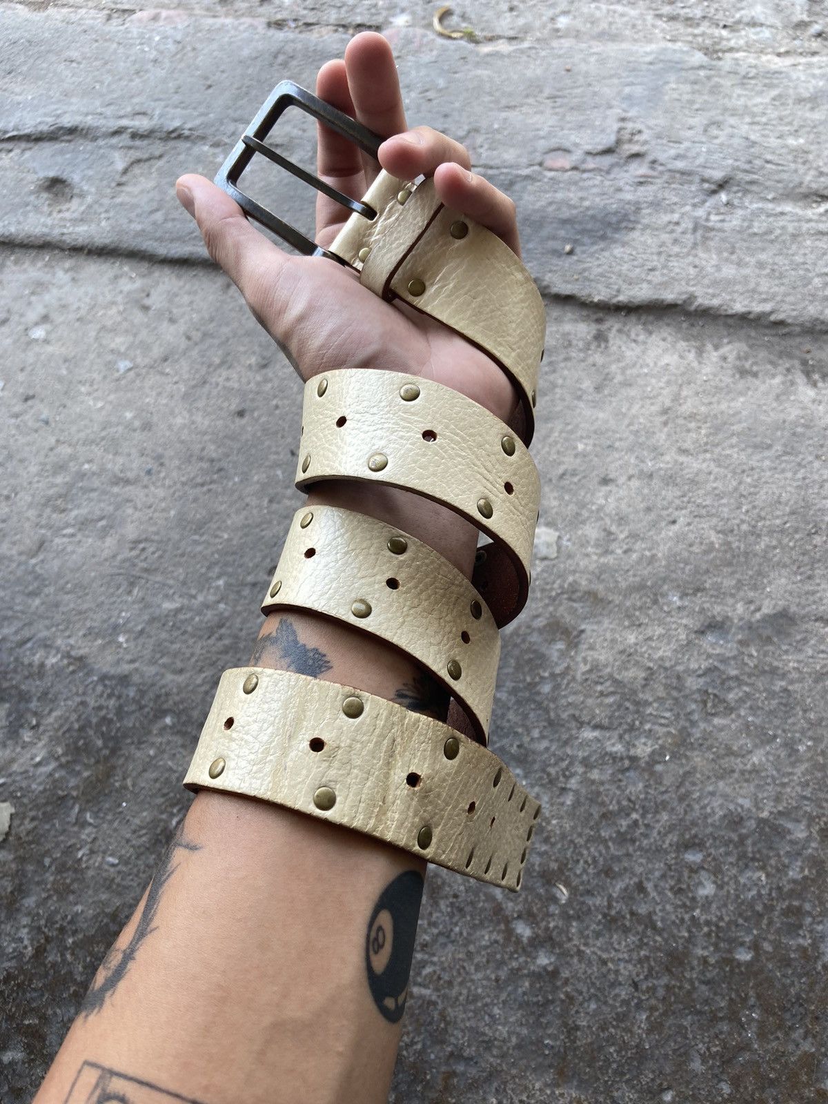 Genuine Leather Vintage studded leather belt feel like punk Size ONE SIZE - 3 Thumbnail