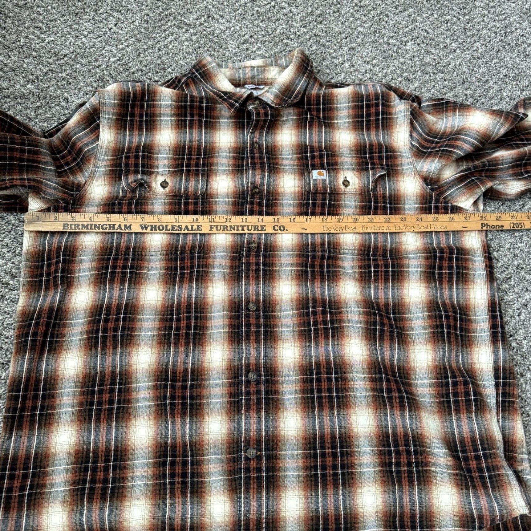 VINTAGE Carhartt Flannel Shirt Mens XXL Orange Plaid Soft Relaxed Fit