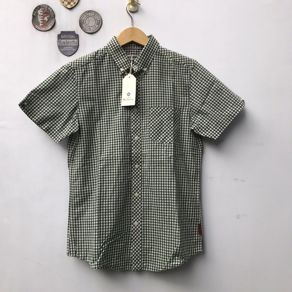 Ben Sherman × Vintage Ben Sherman Green Gingham Shirt Button Down Trimfit Short Size US S / EU 44-46 / 1 - 11 Thumbnail