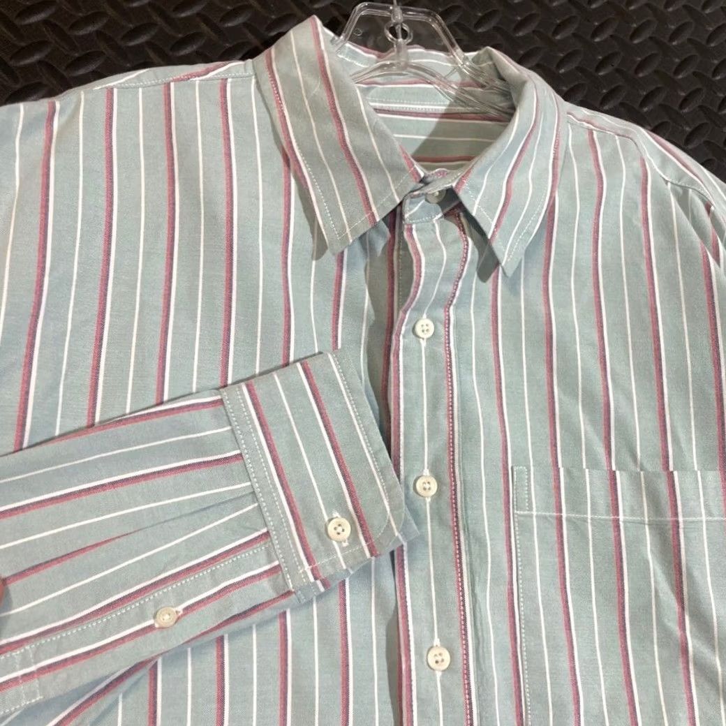 American Eagle Outfitters American Eagle Outfitters Sage Green Striped Button Down Shirt Relaxed Fit Men Size L Tall Blue Shirt Men L Tall Size US L / EU 52-54 / 3 - 2 Thumbnail