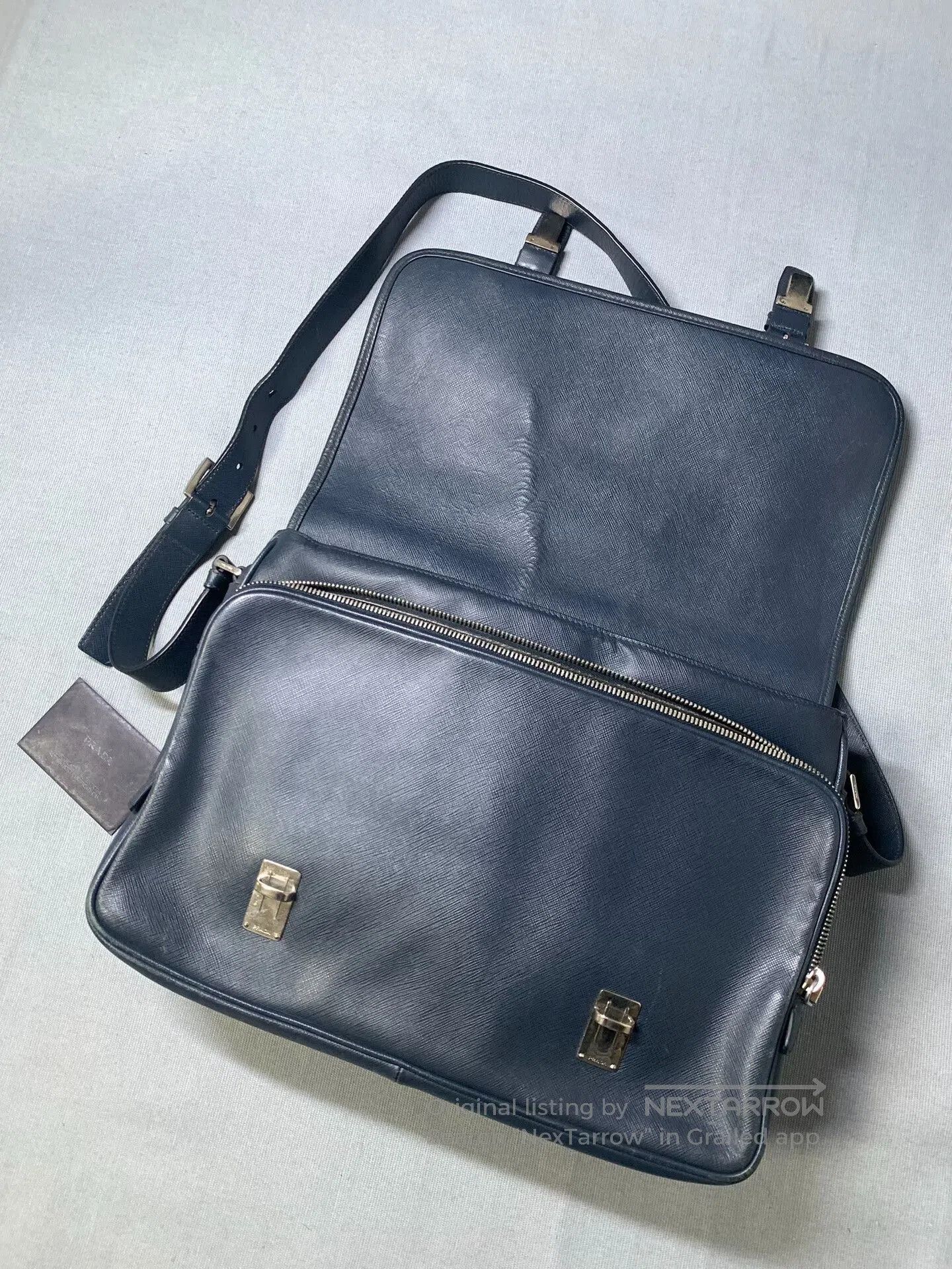Prada Prada Triangle Logo Cross Grain Shoulder Bag. Size ONE SIZE - 4 Thumbnail