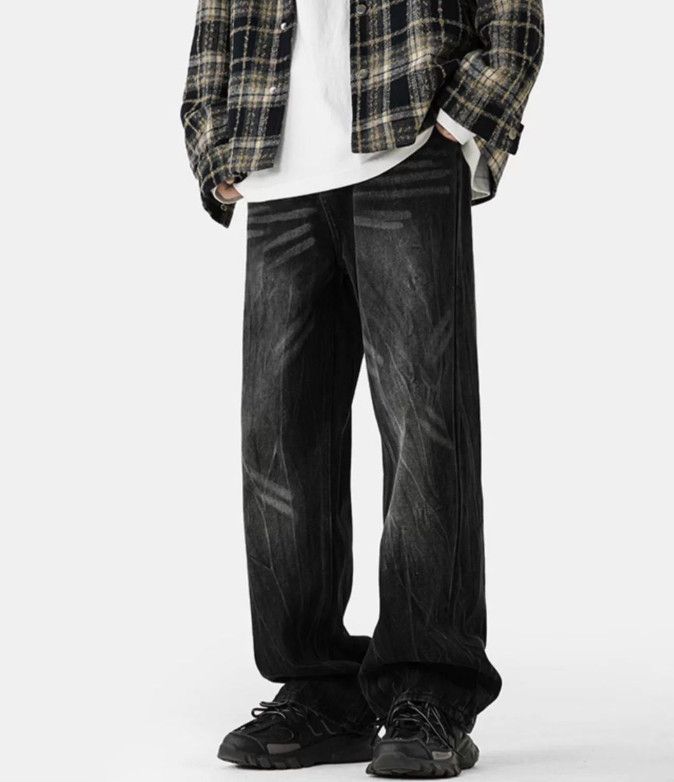 Japanese Brand American men's street loose wide-leg washed retro jeans Size US 32 / EU 48 - 3 Thumbnail