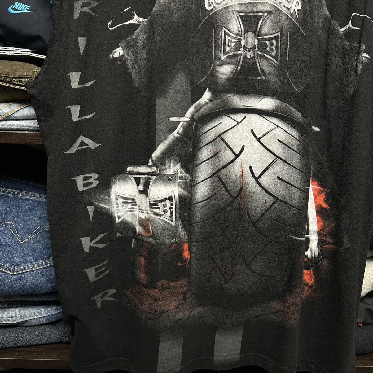 Indian Motorcycle Vintage Gorilla Biker Big Graphic Logo motorcycle sleeveless Size US XXL / EU 58 / 5 - 10 Thumbnail