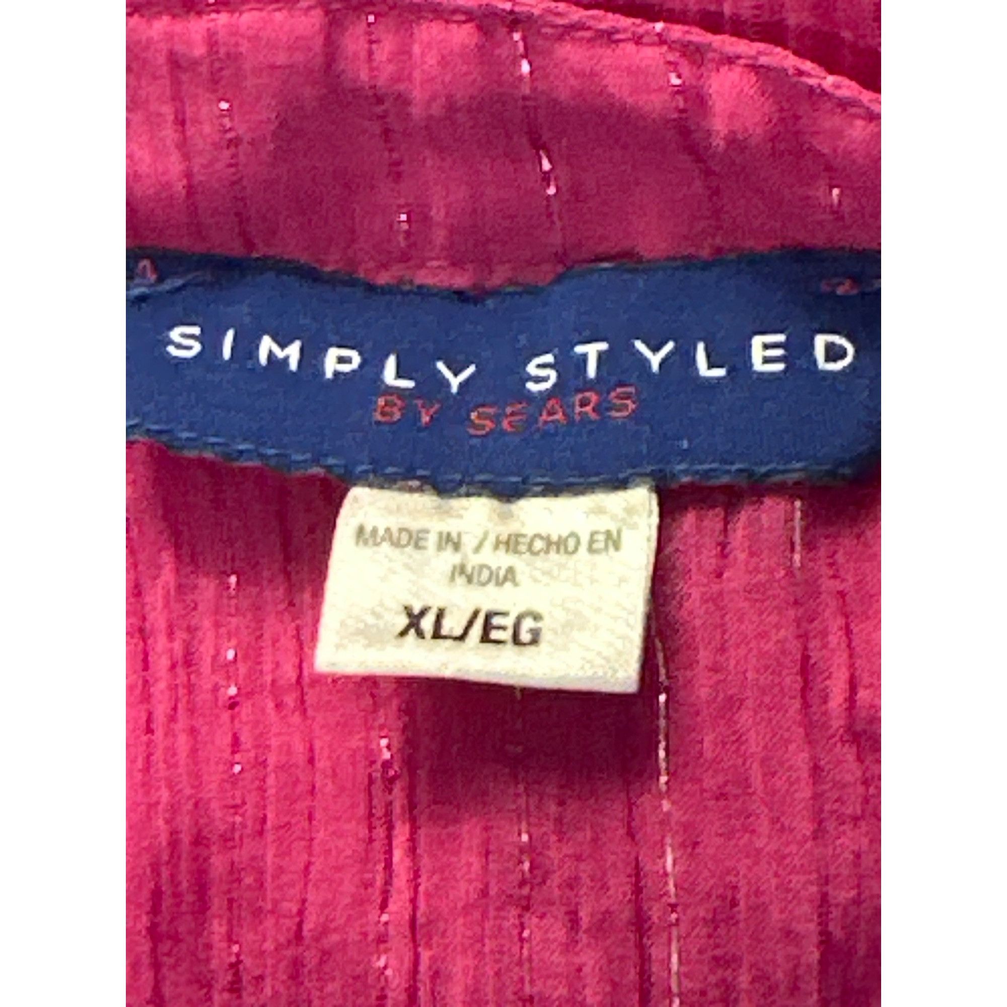 Sears Simply Styled by Sears Sheer XL Fuschia Pink Long Sleeve Blo Size XL / US 12-14 / IT 48-50 - 6 Thumbnail