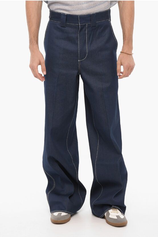 image of Sunnei Visible Stiching Loose Fit Jeans 32Cm in Blue, Men's