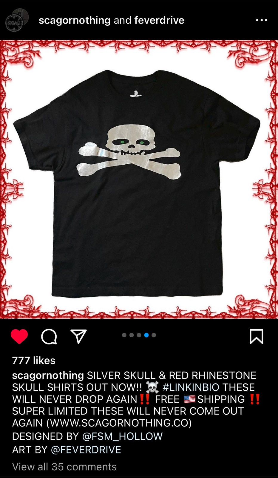 20471120 SCAG or Nothing Silver Zombie Skull Tee Size US XL / EU 56 / 4 - 4 Thumbnail
