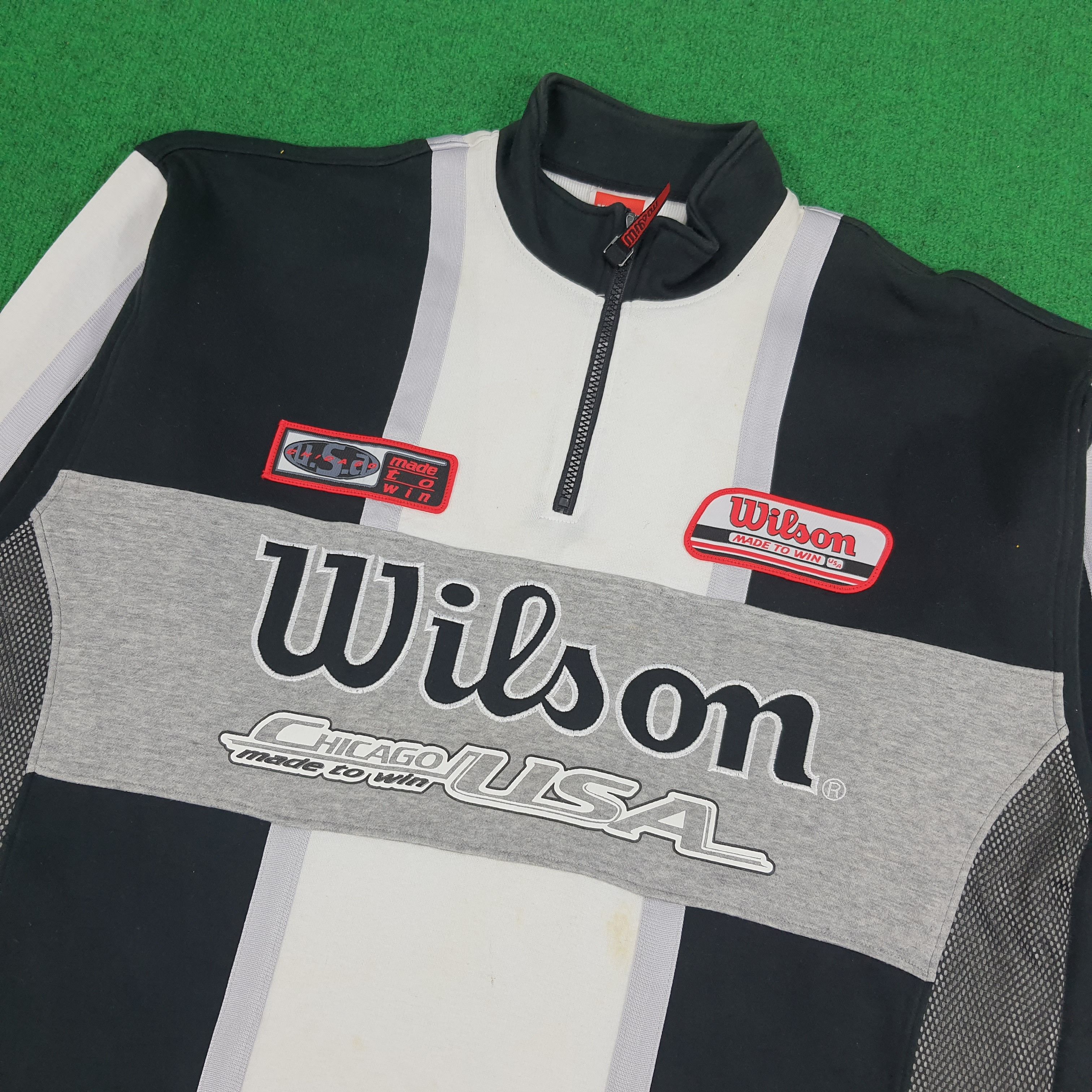 Vintage × Wilson Vintage Wilson Chicago Made To Win USA Halfzip Sweatshirt Size US L / EU 52-54 / 3 - 2 Thumbnail