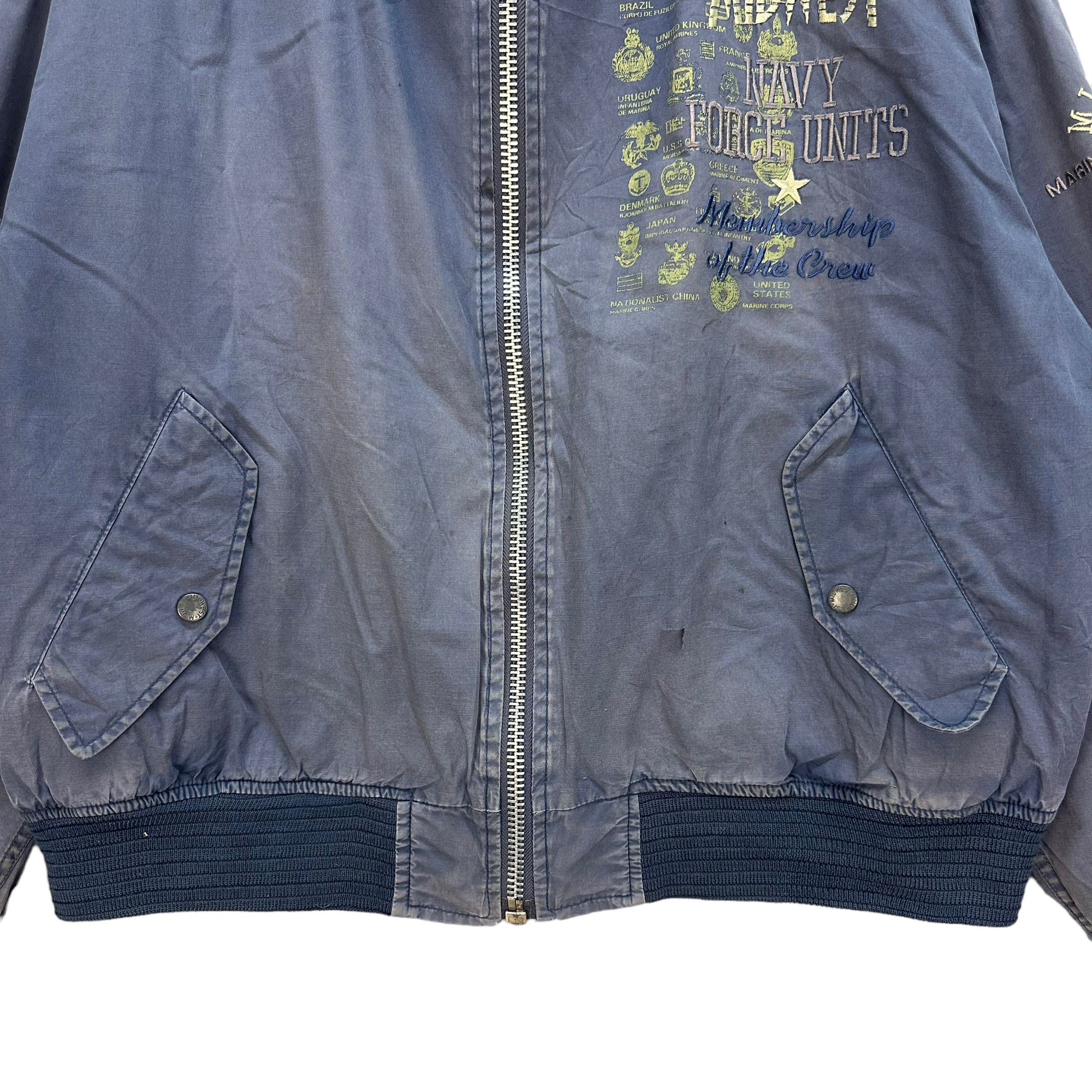Vintage TRASHED🔥 MIDWEST NAVY FORCE UNITS BOMBER JACKET #7753-168 Size US XL / EU 56 / 4 - 7 Thumbnail