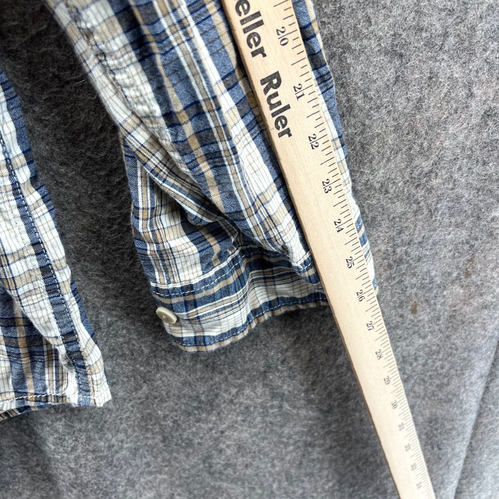 Eddie Bauer VINTAGE Eddie Bauer Shirt Men 2XL Button-Down Plaid Blue Beige Col l ar-S sade? Size 48R - 5 Thumbnail