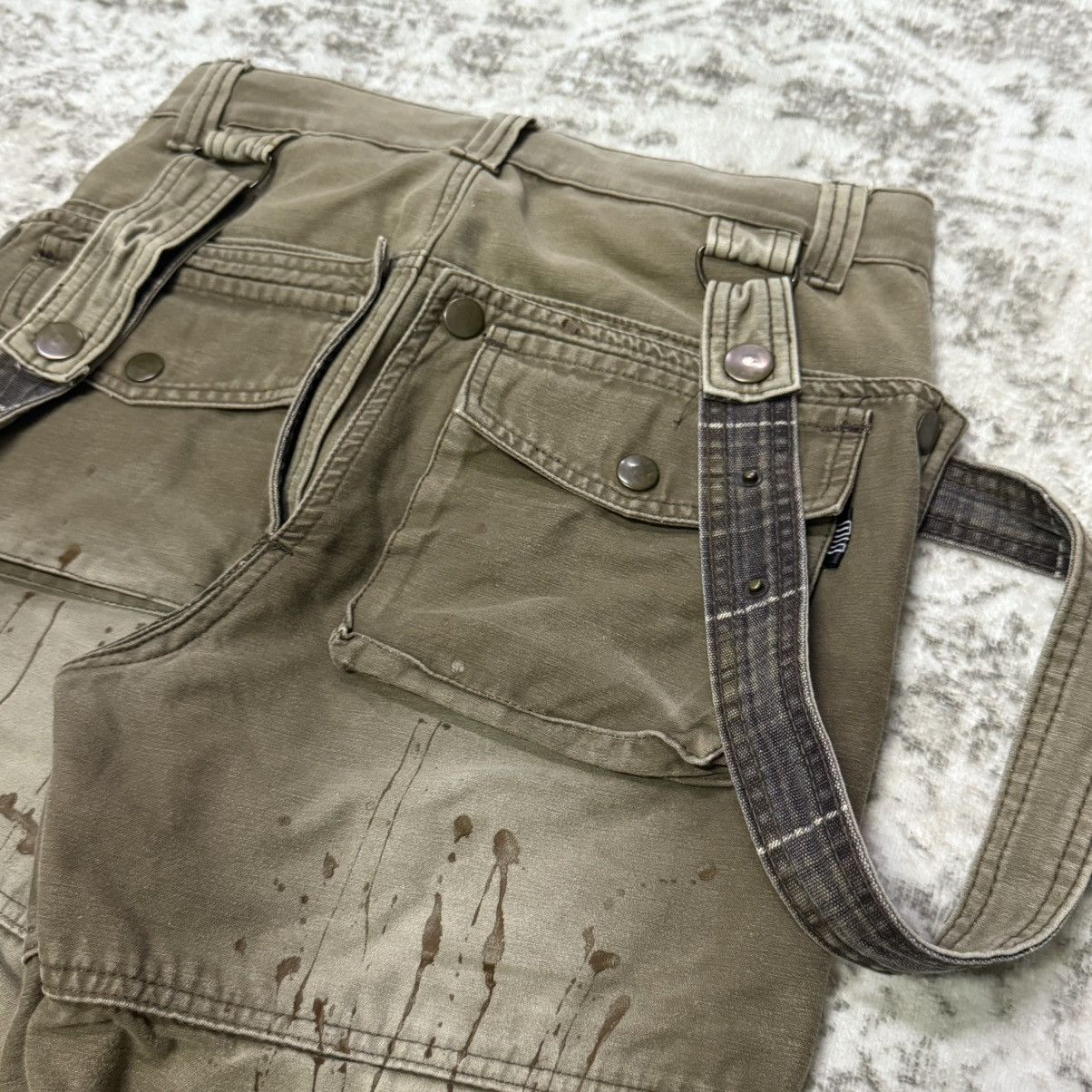 Le Grande Bleu (L.G.B.) Japanese Brand Bondage Double Waist Suspender Cargo Pants Size US 29 - 10 Thumbnail