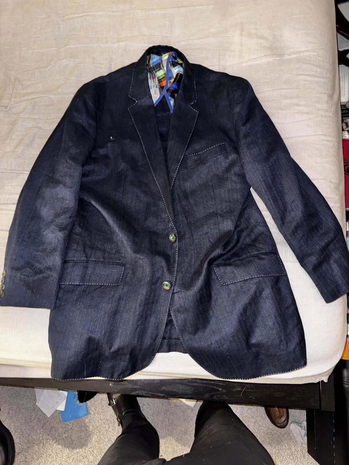 Robert Graham Robert Graham Blue Herringbone Blazer Size 42 Size 42R - 1 Thumbnail