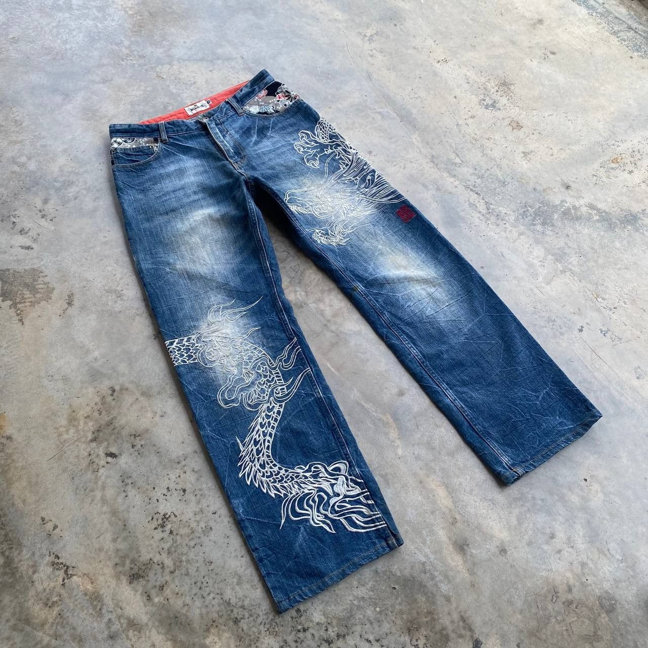 Japan Blue × KOJIMA GENES VINTAGE KARAKURI TAMASHI ECCENTRIC ICONIC DRAGON EMBROIDERED Size US 31 - 2 Thumbnail