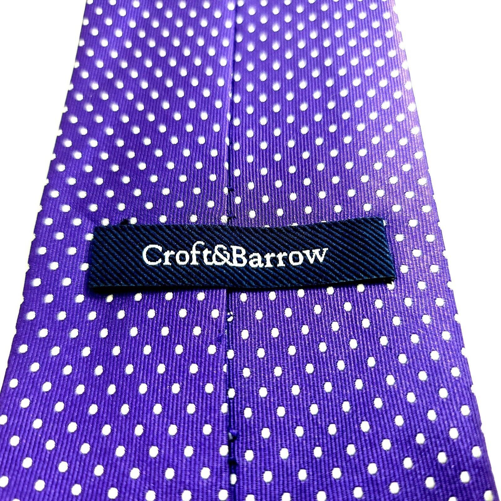 Croft & Barrow Croft & Barrow Woven Purple White Polka Dot Silk Tie Size ONE SIZE - 3 Thumbnail